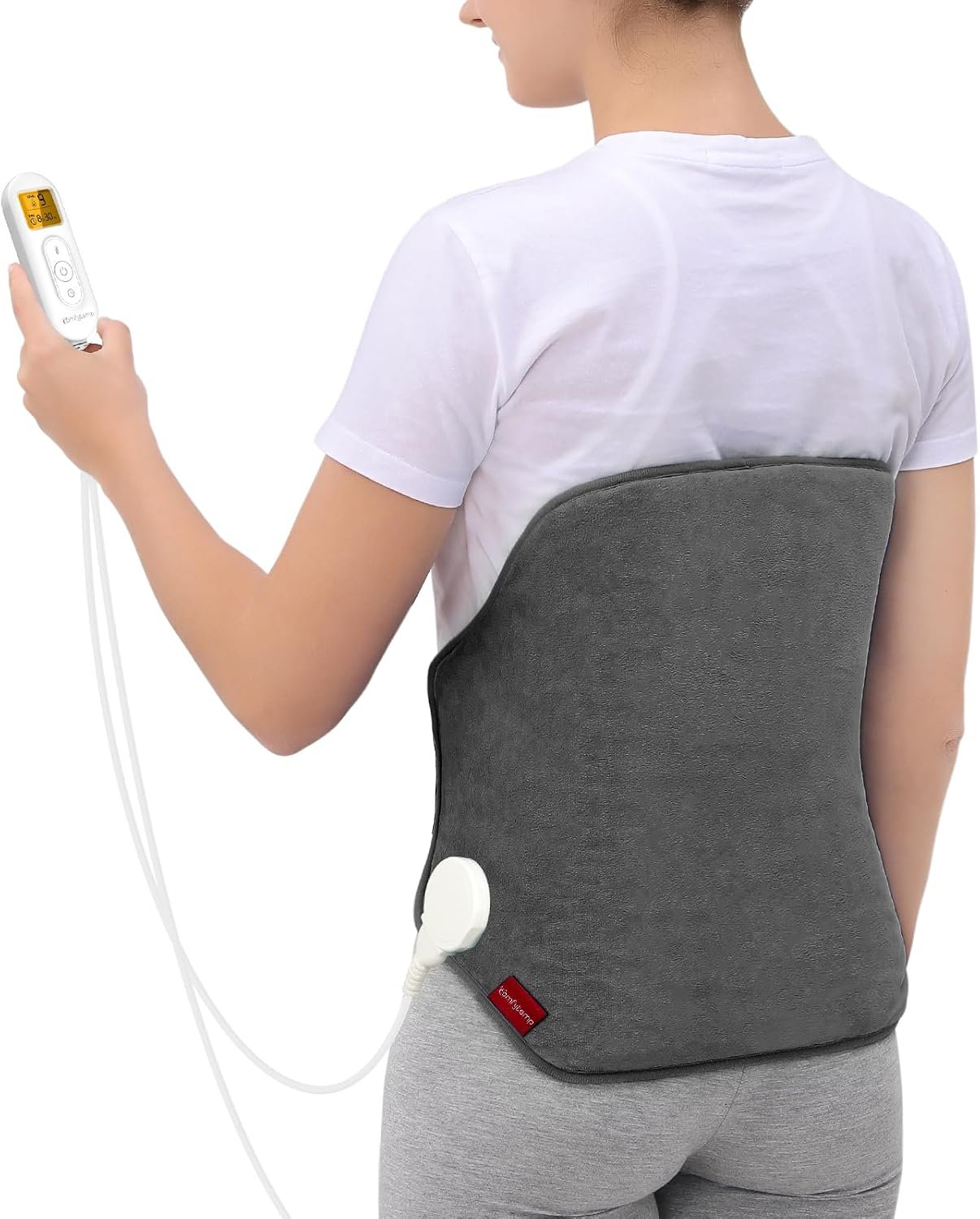 Heating Pad for Back, Comfytemp Fathers Day Dad Gifts for Men, Large Electric Lower Back Heating Pad, FSA Eligible HSA Heat Pads for Women Mom Period Lumbar Abdomen, XL Heated Belt — 11 Auto-Off, Grey
