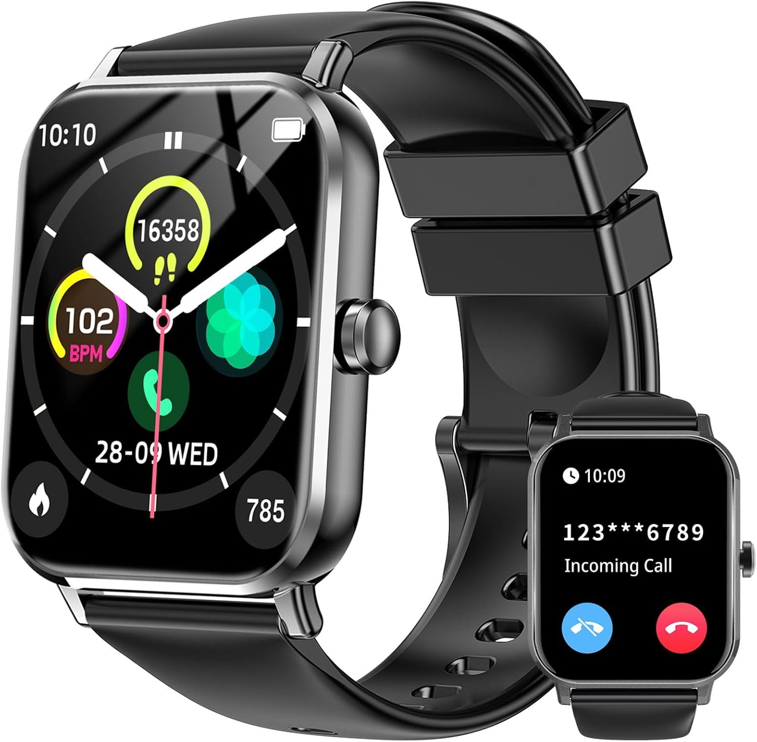 Smart Watch for Men Women with Calling, 1.83″ Fitness Tracker with Heart Rate/Sleep Monitor, Step Tracker, New Gen Fitness Watch with 120 Sports Modes, IP68 Waterproof Smartwatch for Android/iOS Black