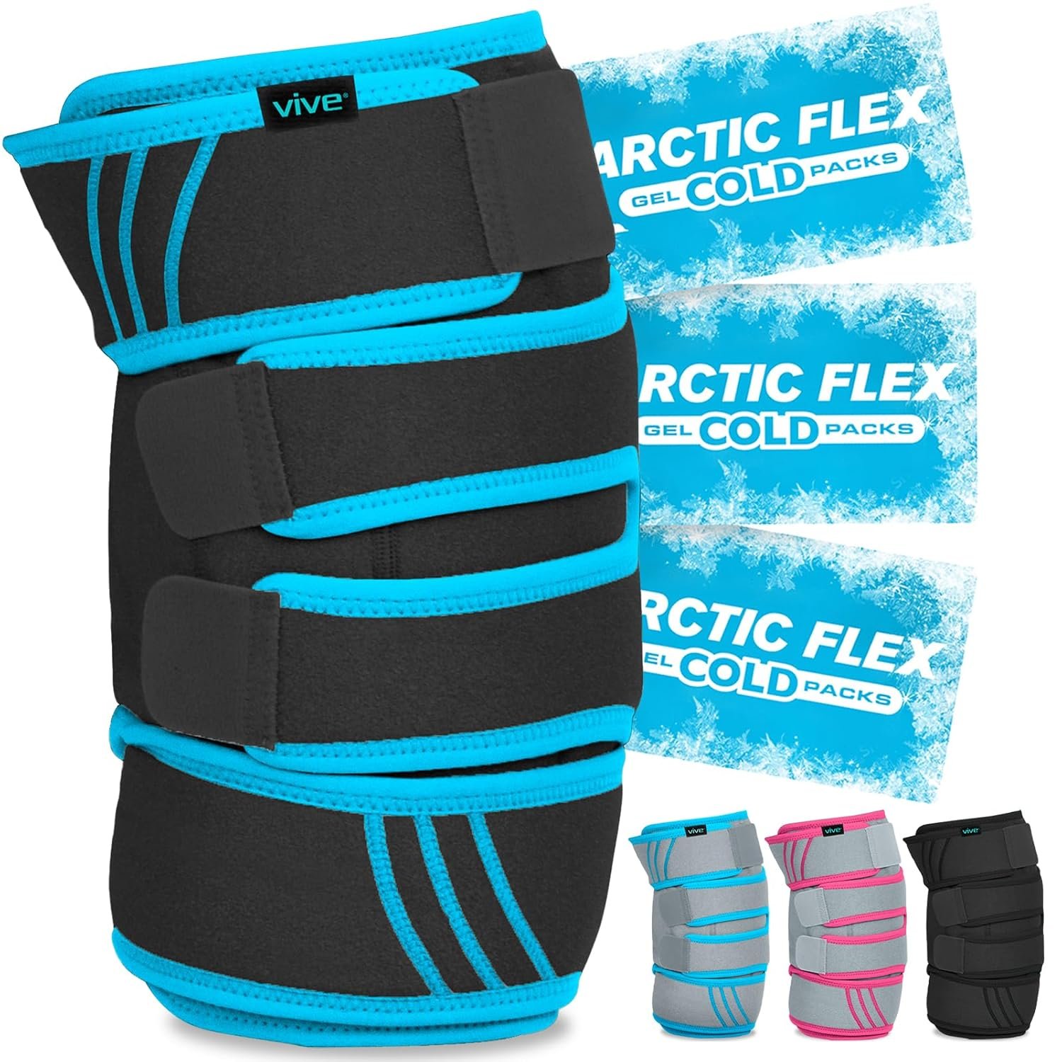 Vive Knee Ice Pack Wrap – Cold/Hot Gel Compression Brace – Heat Support Strap for Arthritis Pain, Tendonitis, ACL, Athletic Injury, Osteoarthritis, Women, Men, Running, Meniscus and Patella Surgery
