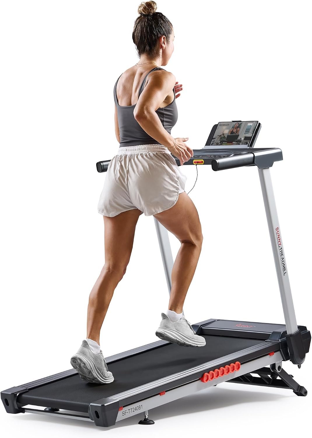 Sunny Health & Fitness Exercise Treadmills Double Deck Sizes and Incline Features with Bluetooth & SunnyFit App