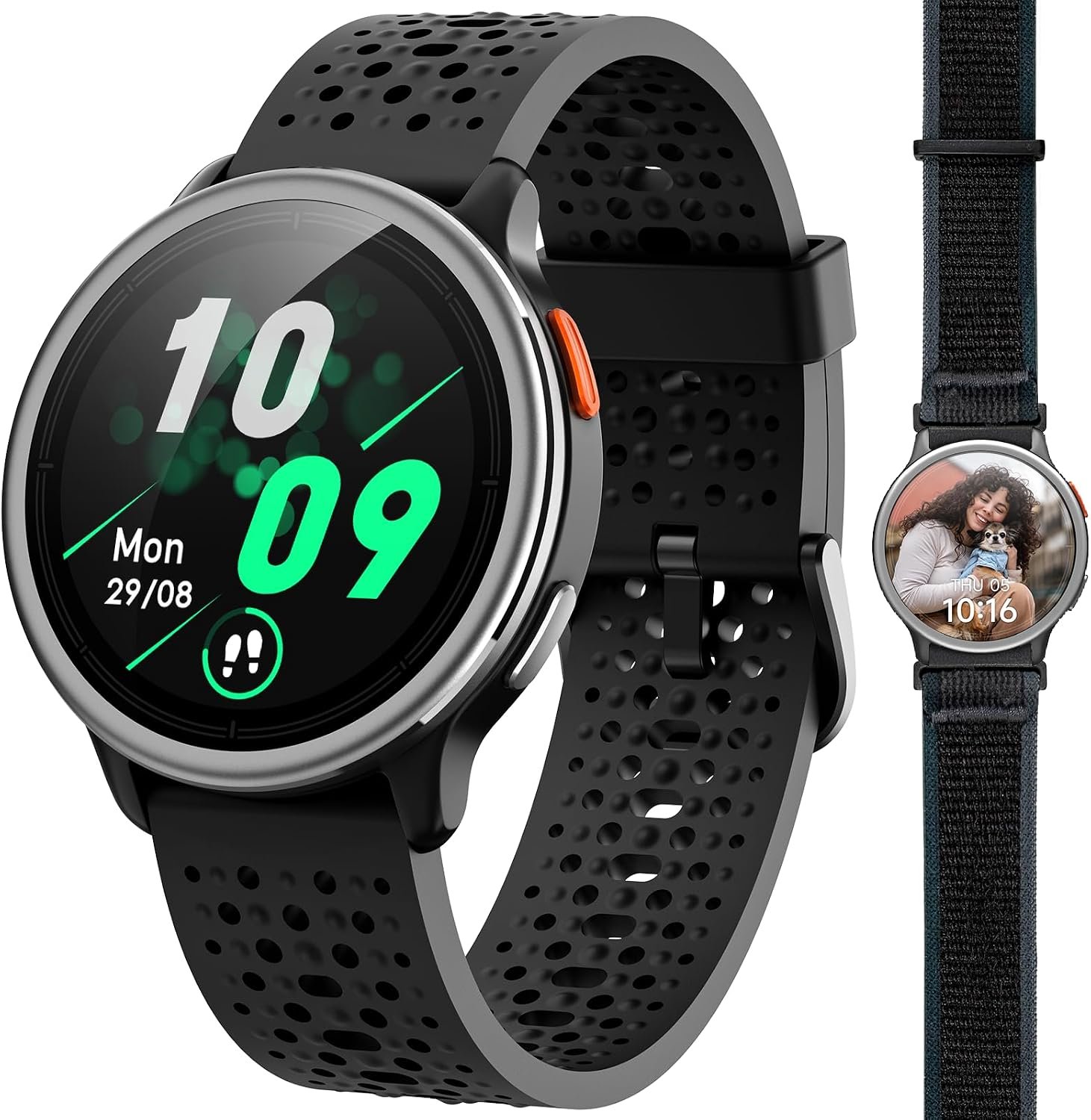 Quican Smart Watch for Women & Men, Compatible with iPhone & Android | Fitness Tracker with Bluetooth Calling, AMOLED Display, Heart Rate & Sleep Tracking, 2 Bands, Perfect Smart Gift