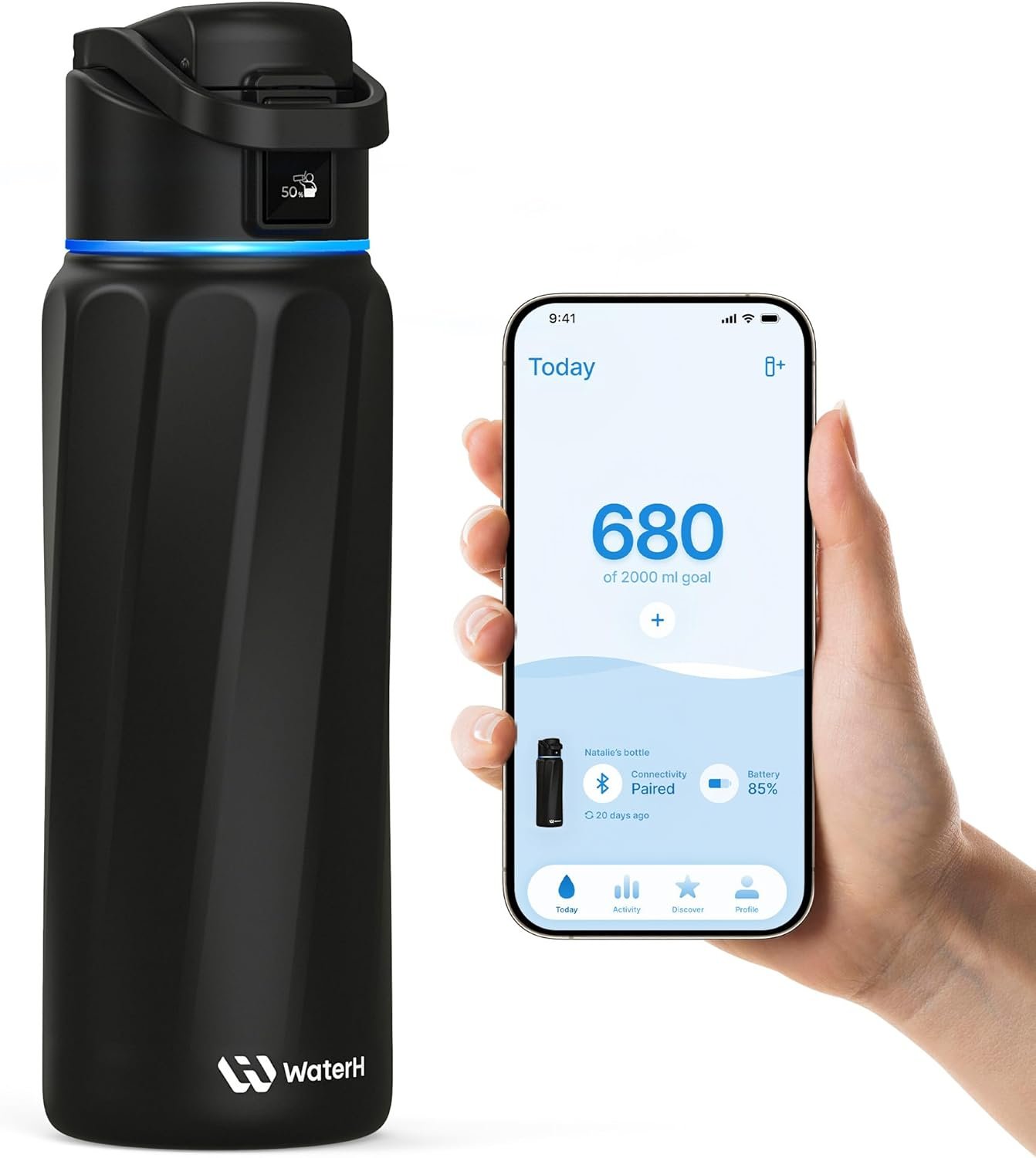 BOOST Smart Water Bottle with Reminder & Tracker, Double Wall Vacuum Insulated Bottles Stainless Steel, 32oz BPA-Free Wide Mouth for School, Gym, Office, Ideal for Father’s Day