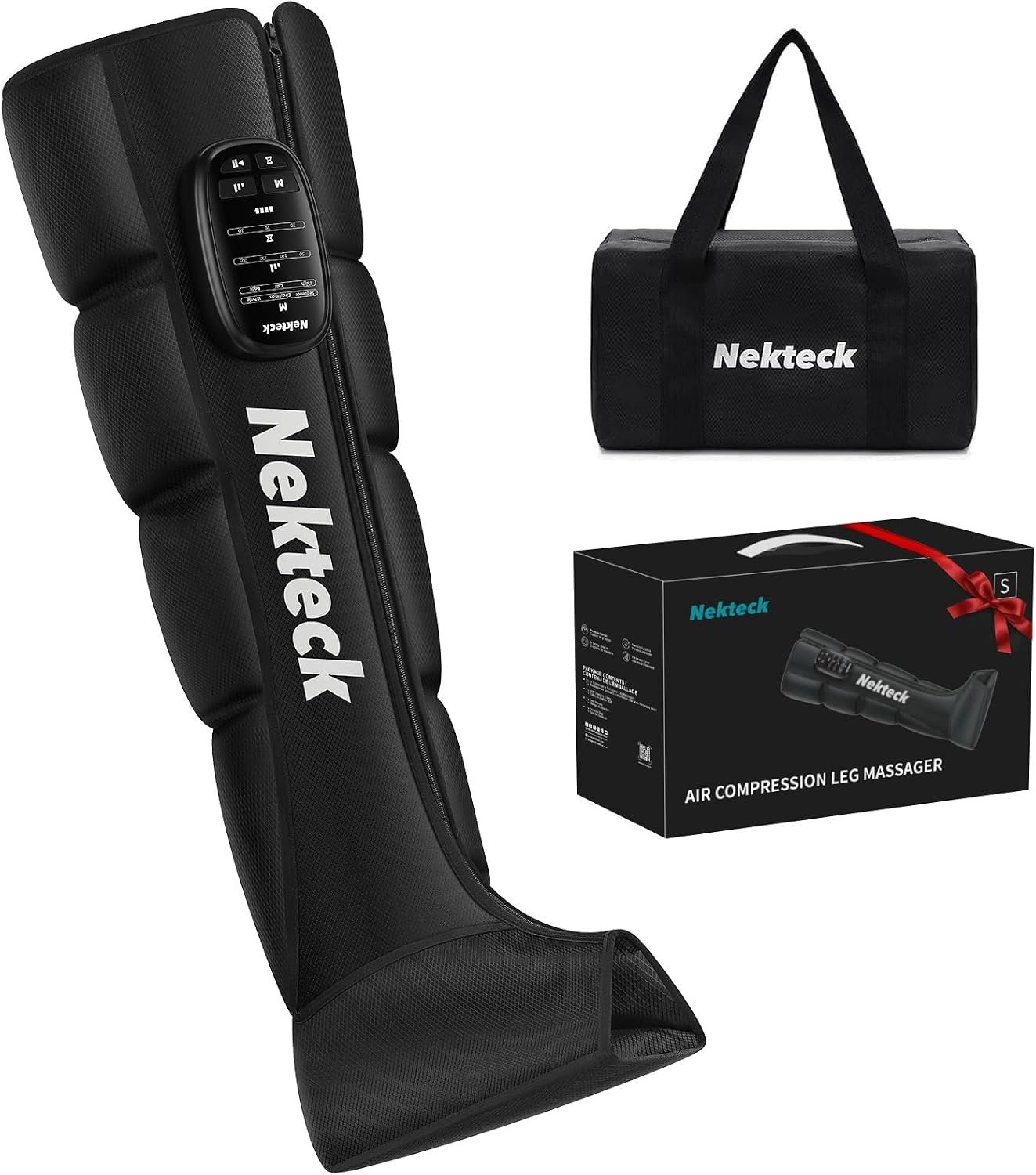 Nekteck Full Leg Compression Massager for Pain and Circulation, Portable Compression Boots for Athletes with 6 Modes & 4 Intensities, Massage Tools for Mom Dad Men Women (Single Unit)-Small