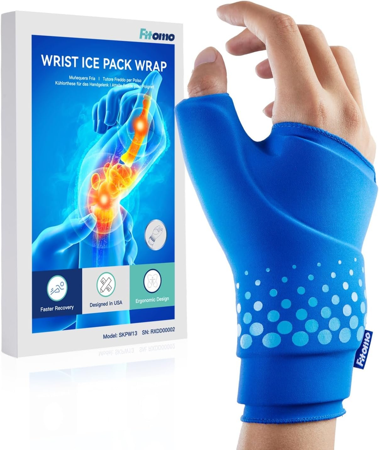 Thumb & Wrist Ice Pack Wrap, Thickened Ice Gel Pad, Ergonomic Fit, Long Lasting Cold & Warm for Carpal Tunnel Relief, Arthritis, Computer Overuse Injuries, Post-Surgery, Post-Workout, Size S/M