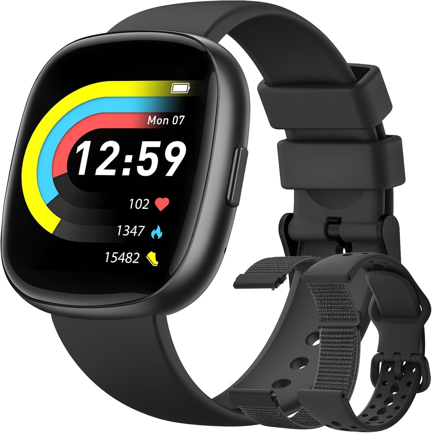 Smart watch for Men Women Fitness: 1.83″Fitness Tracker with Blutooth Call 24/7 Heart Rate SpO2 Sleep Monitor IP68 Waterproof 120+Sport Mode Activity Tracker Compatible iPhone Android Phones (3 Bands)