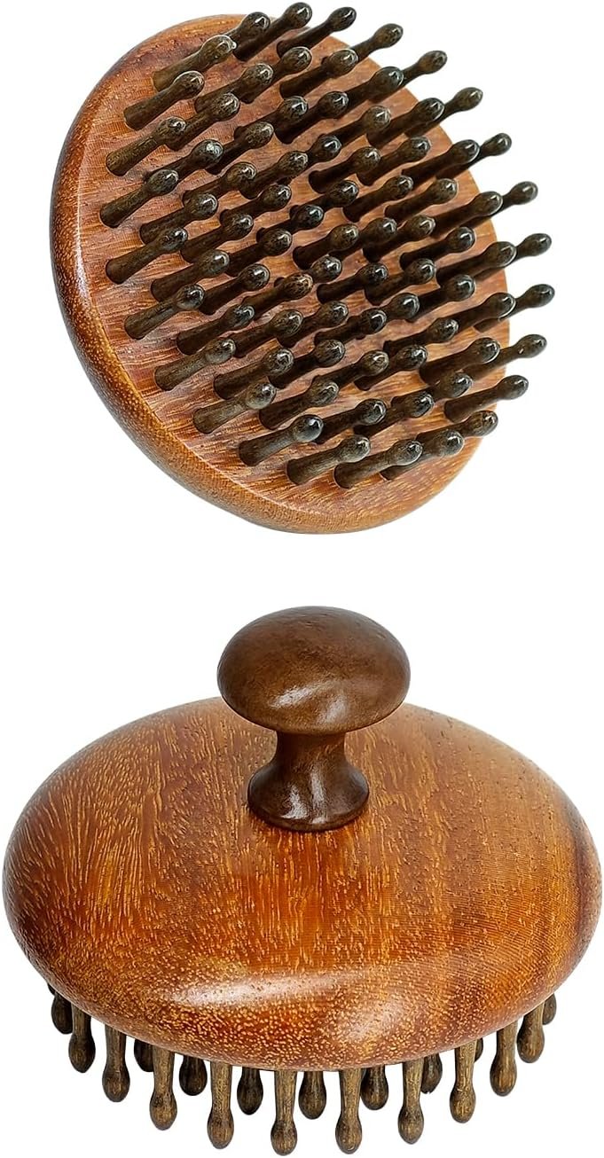 Wooden Scalp Massage Comb, 54-Tooth Scalp Massager Comb for Gentle Head Massage, Hair Oil Distribution and Wet or Dry Scalp Care