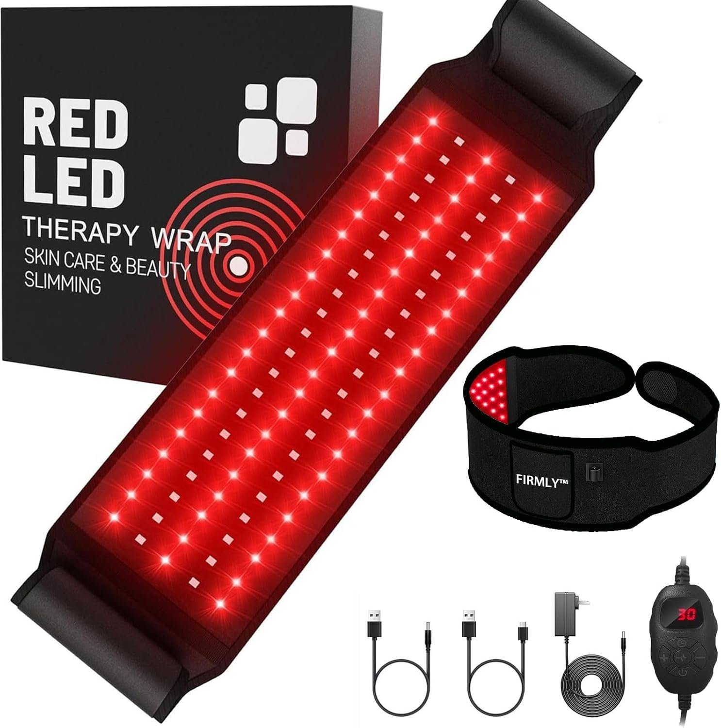 Capriccio Red Light Therapy Belt, Firmly Dual-Wavelength Red Light Belt with 3-Layer Lift Technology, Adjustable & Portable for Wellness & Relaxation (Black)
