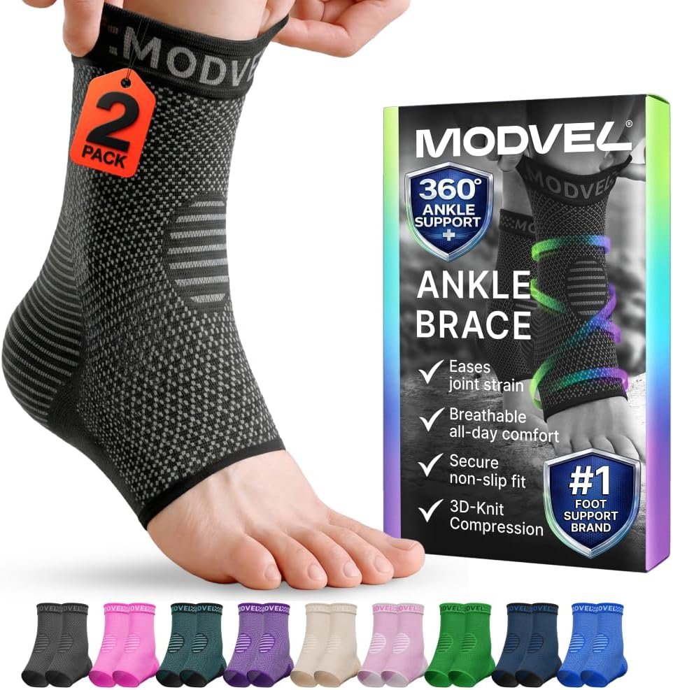Modvel Foot & Ankle Brace Socks for Sprained Ankle Compression Sleeve – Foot Support for Women & Men – Tendonitis & Arthritis Ankle Brace Sports Running, Torn Ligaments & Women Stabilizing Ankle Wrap
