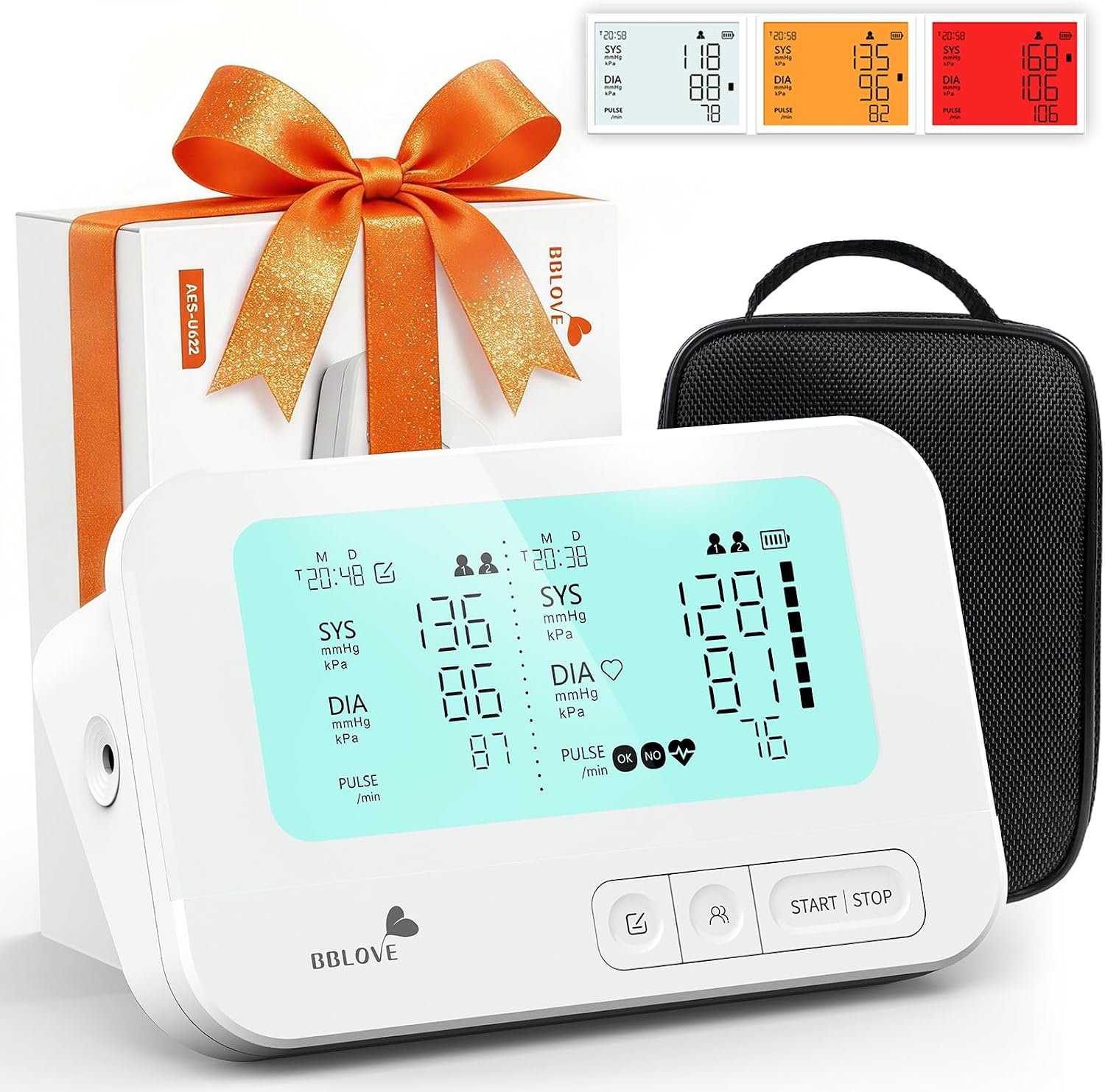 Blood Pressure Monitor, FSA-HSA Eligible, One-Touch Voice Control | Upper Arm Design, Dual Screen Comparison, Type-C Rechargeable, Irregular Heartbeat Detection, Color-Coded BP Indicator