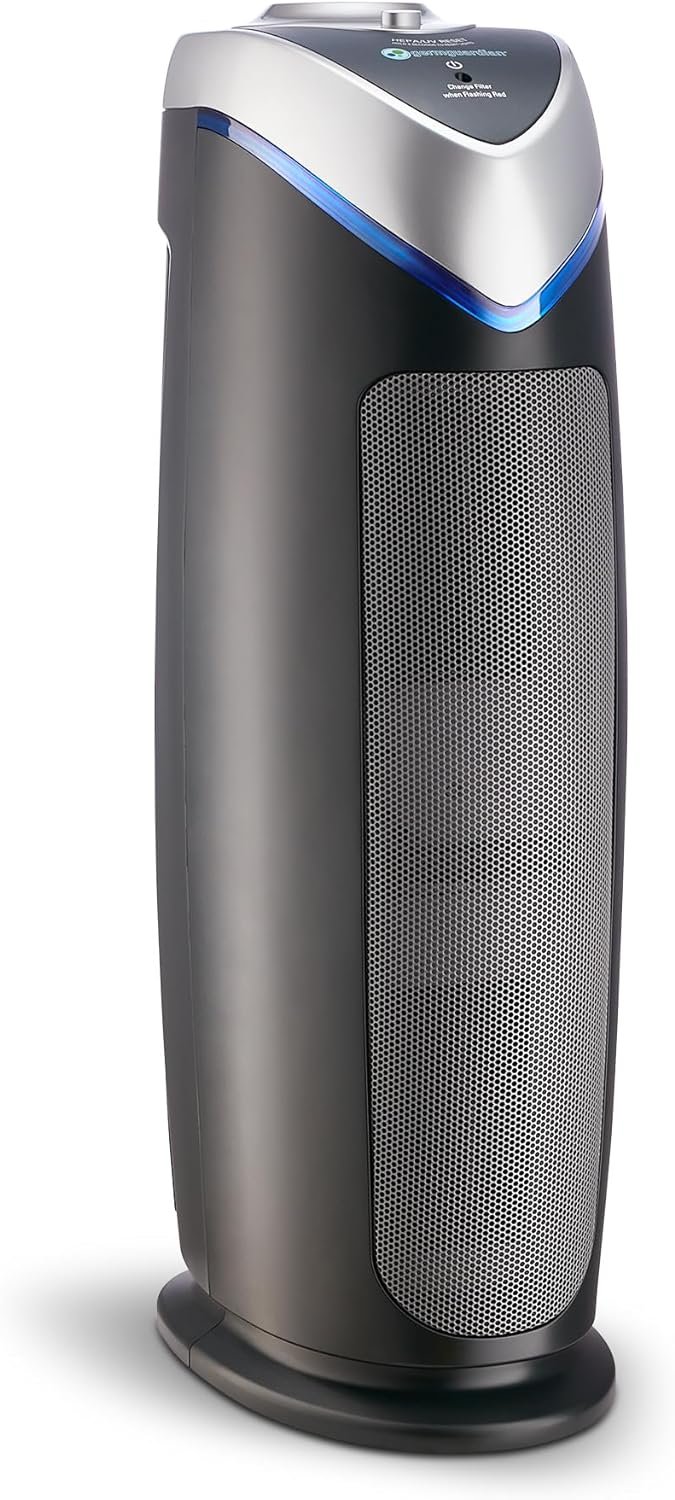 GermGuardian HEPA Air Purifier – Large Room Air Purifier for Bedroom, Office, Dorm, and Home – Filters Pet Dander, Dust, Pollen, Smoke, Scents – AC4825E – 22″ Tower – Gray
