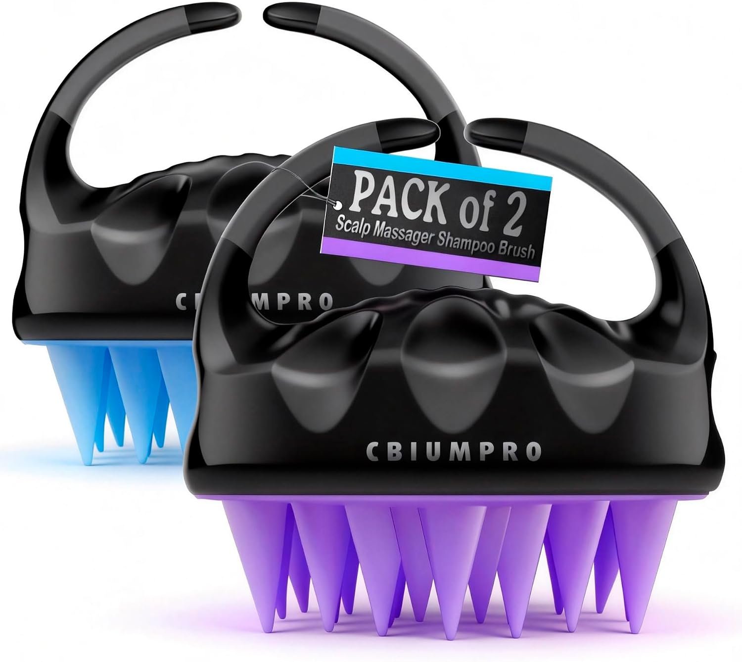 Cbiumpro 2-Pack Scalp Massager Shampoo Brush, Ultra Soft Silicone Scalp Scrubber Exfoliator Brush for Hair Growth & Dandruff Removal – 100% Fit All Hair Types