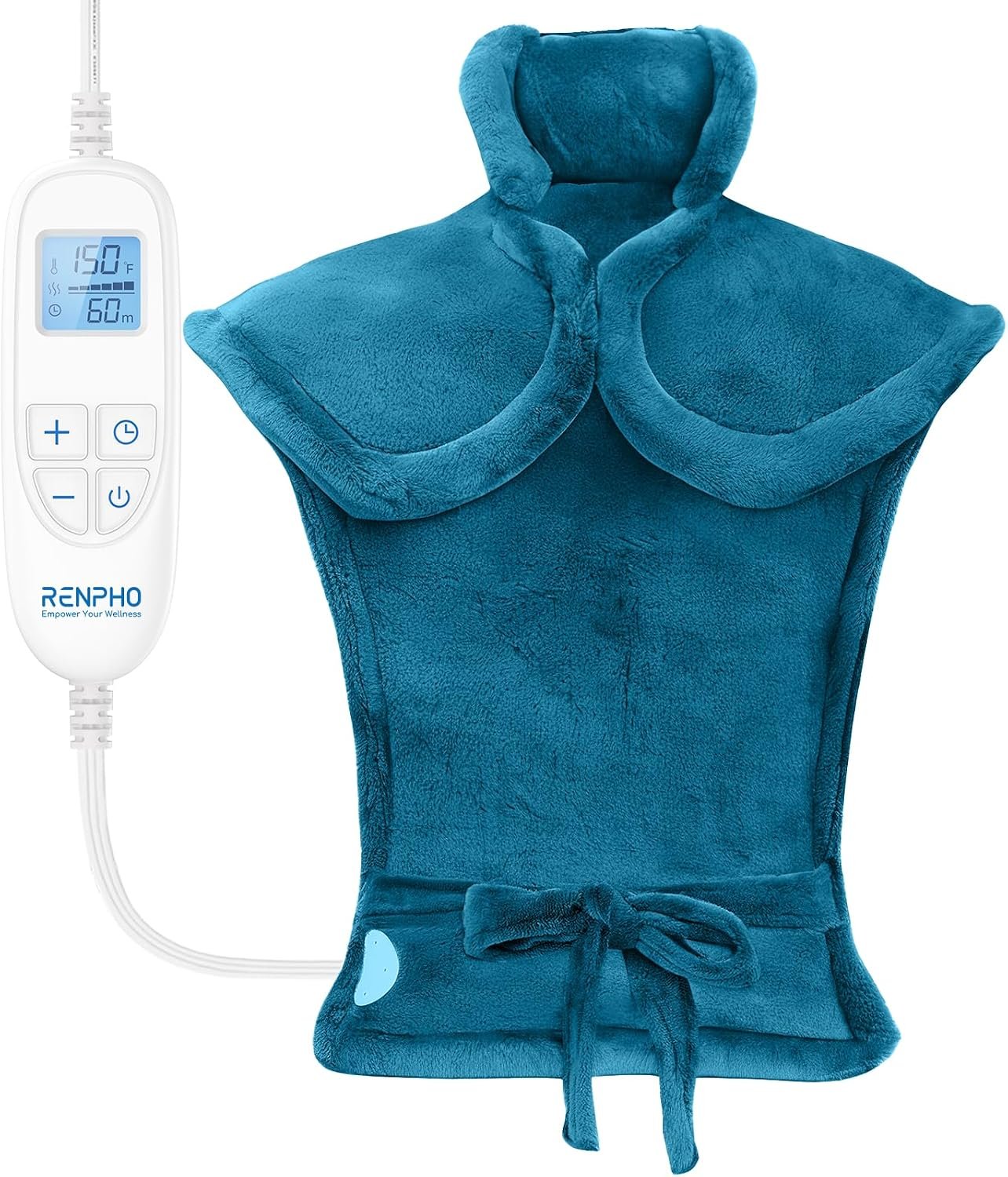 RENPHO Electric Heating Pad for Neck and Shoulders and Back, Birthday Gifts for Women Men, FSA Eligible & HSA Store, Weighted Electric Large Heat Pad, Fast Heating, 24″x33″, ETL Certified, Blue