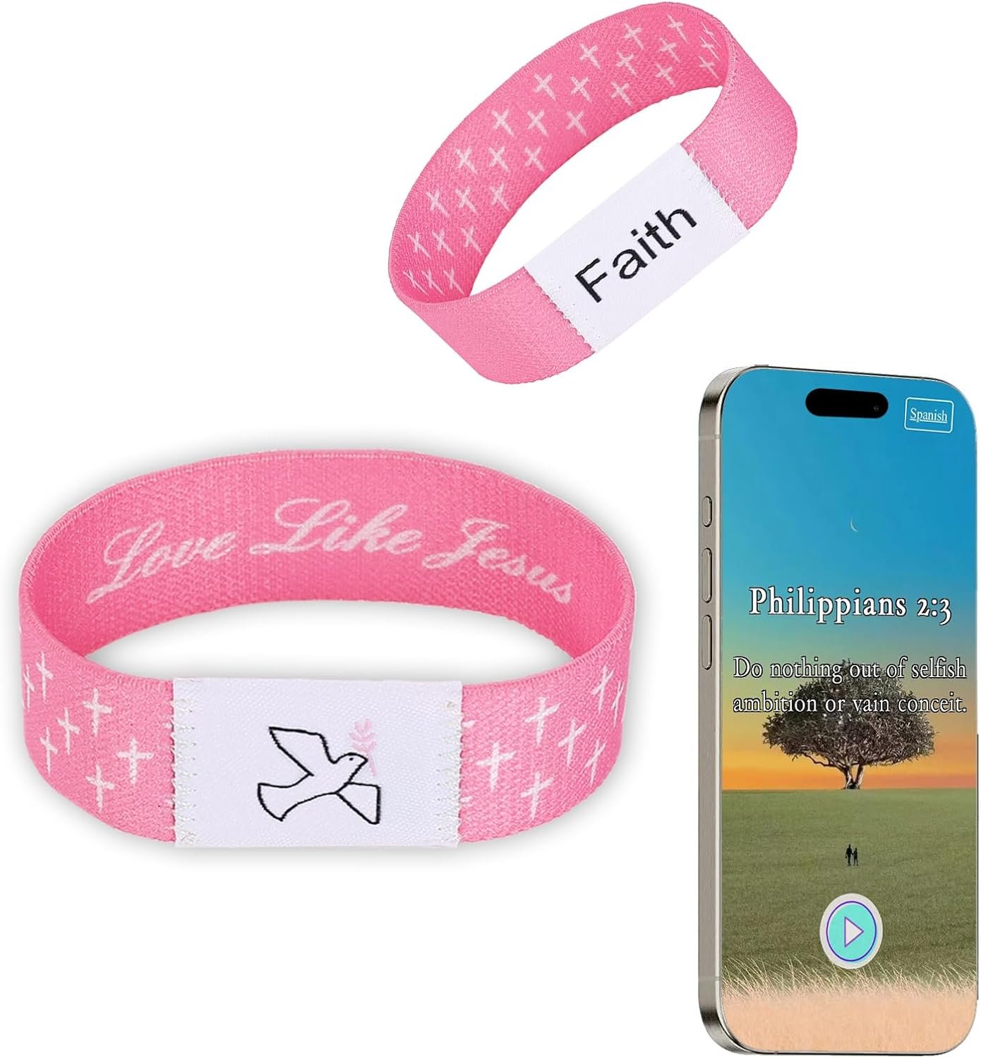 Christian Bracelet Prayer Bible Verse Wristbands with NFC Internet Bible & Music for Daily Praying Religious Gifts for Christian Women, Men Elastic Braided Inspirational Scripture Bracelet