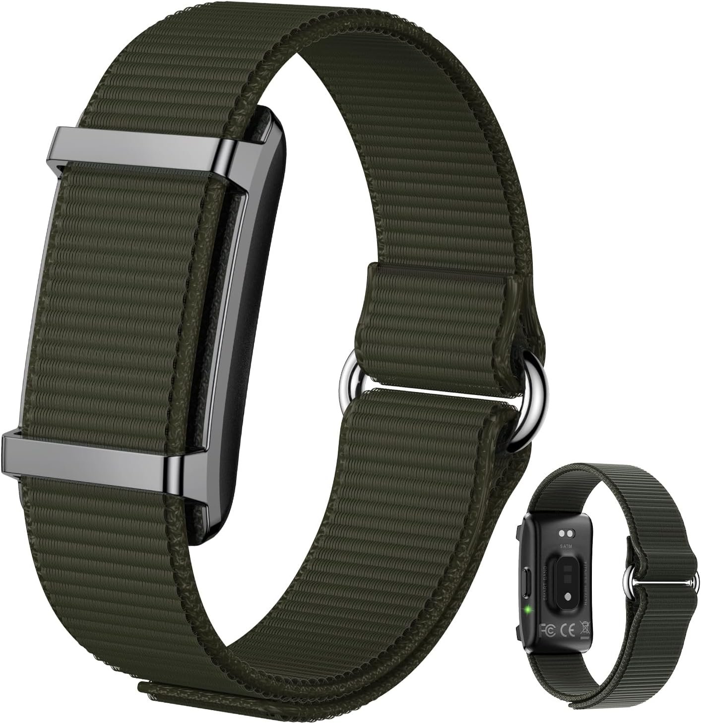 Smart Bracelet Fitness Trackers for Men Women, Smart Watch 24/7 Heart Rate Sleep Stress HRV Monitor, 170+ Sports Modes, 2 Bands, Free APP 01 (Dark Color)