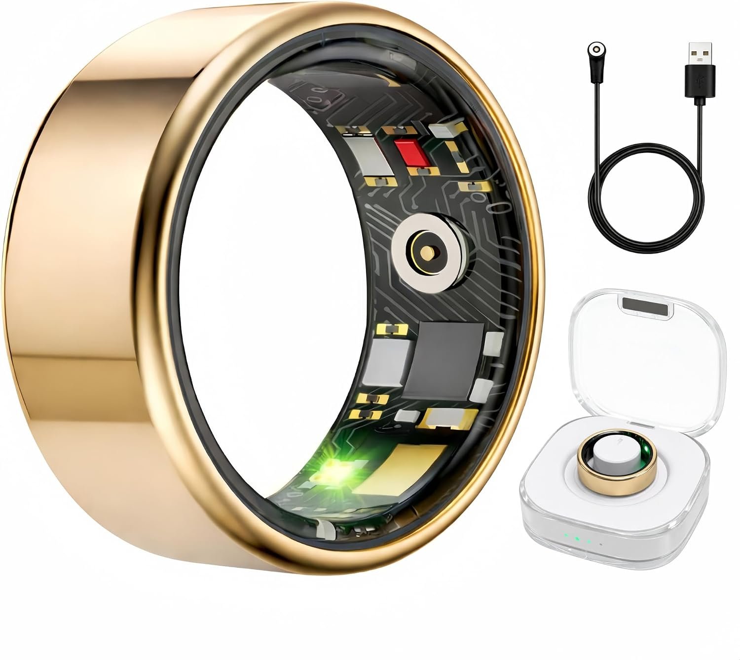 Smart Ring Health & Fitness Tracker for Men & Women, Heart Rate, SPO₂, Sleep & Activity Monitoring, IP68 Waterproof, Long Battery Life, Family Care Mode, No Subscription Fee (Rose Gold, 8)