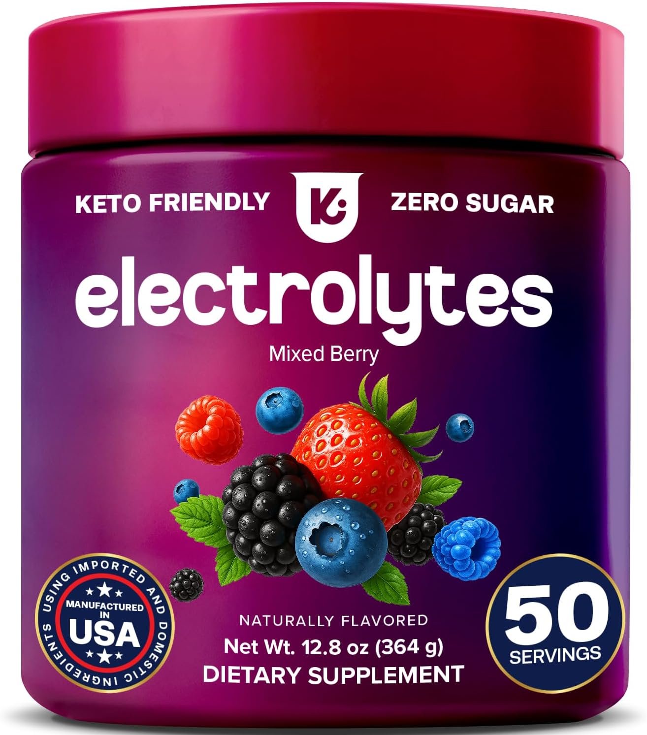 Keppi Mixed Berry Electrolytes Powder 50 Servings – Sugar Free Electrolytes Drink Mix with Potassium, Magnesium & Sodium – Keto Hydration Electrolytes – Fasting-Friendly, Low-Calorie