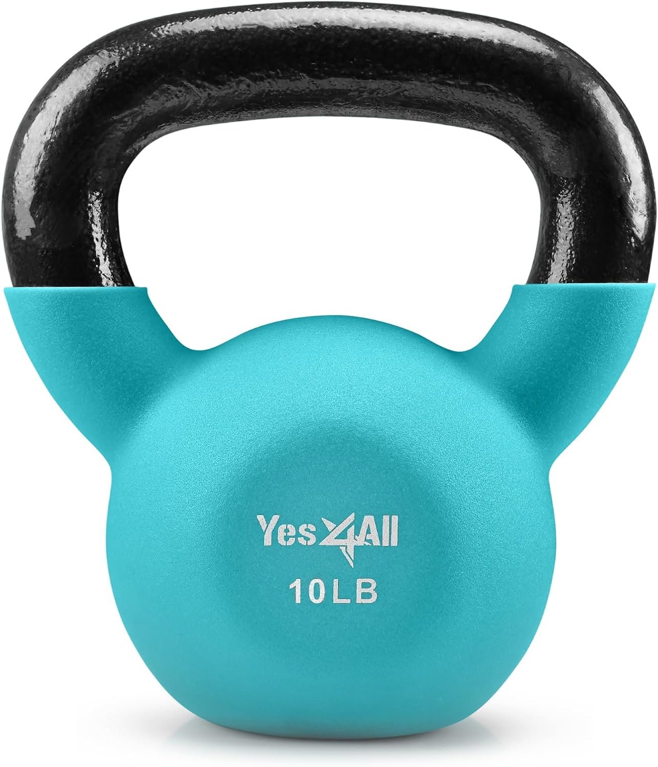 Yes4All Kettlebell, 5-65 LB Neoprene Coated Cast Iron Kettlebells, Wide Grip Handle & Flat Bottom for Swings, Squats, Deadlifts, Push Ups & Full Body Training at Home Gym – Single & Set