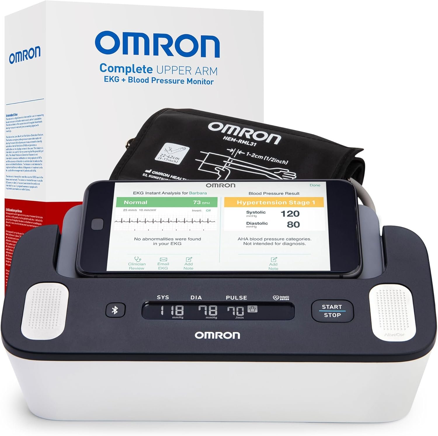 OMRON Complete 2-in-1 Blood Pressure Monitor + EKG for Home Use & Upper Arm Blood Pressure Cuff – #1 Doctor & Pharmacist Recommended Brand – Clinically Validated – Connect App