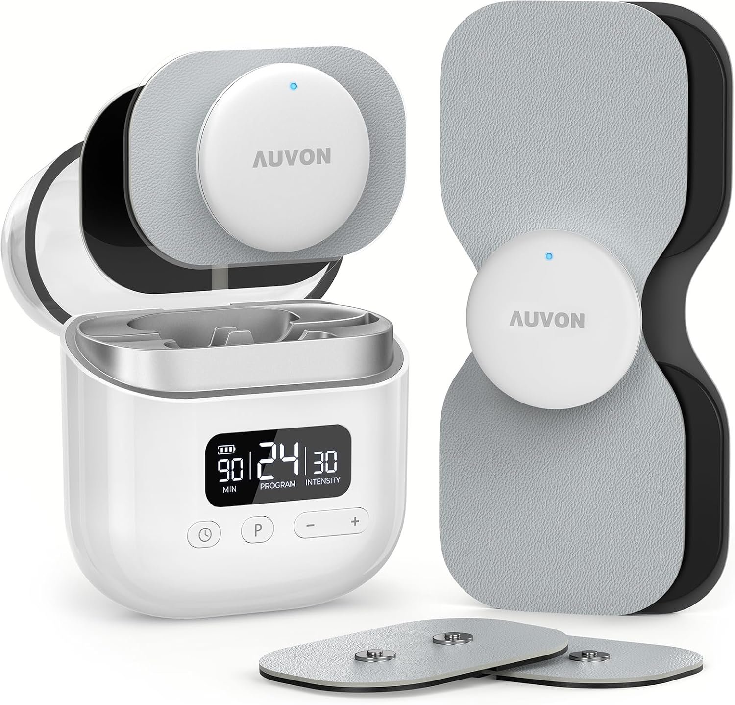 AUVON Wireless 24 Modes TENS Unit Muscle Stimulator for Pain Relief, 6 Pads | Rechargeable EMS Massager, Smart Pocket-Size TENS Machine, Drug-Free Pain Relief for Neck, Back & Shoulder, 6 Premium Pads