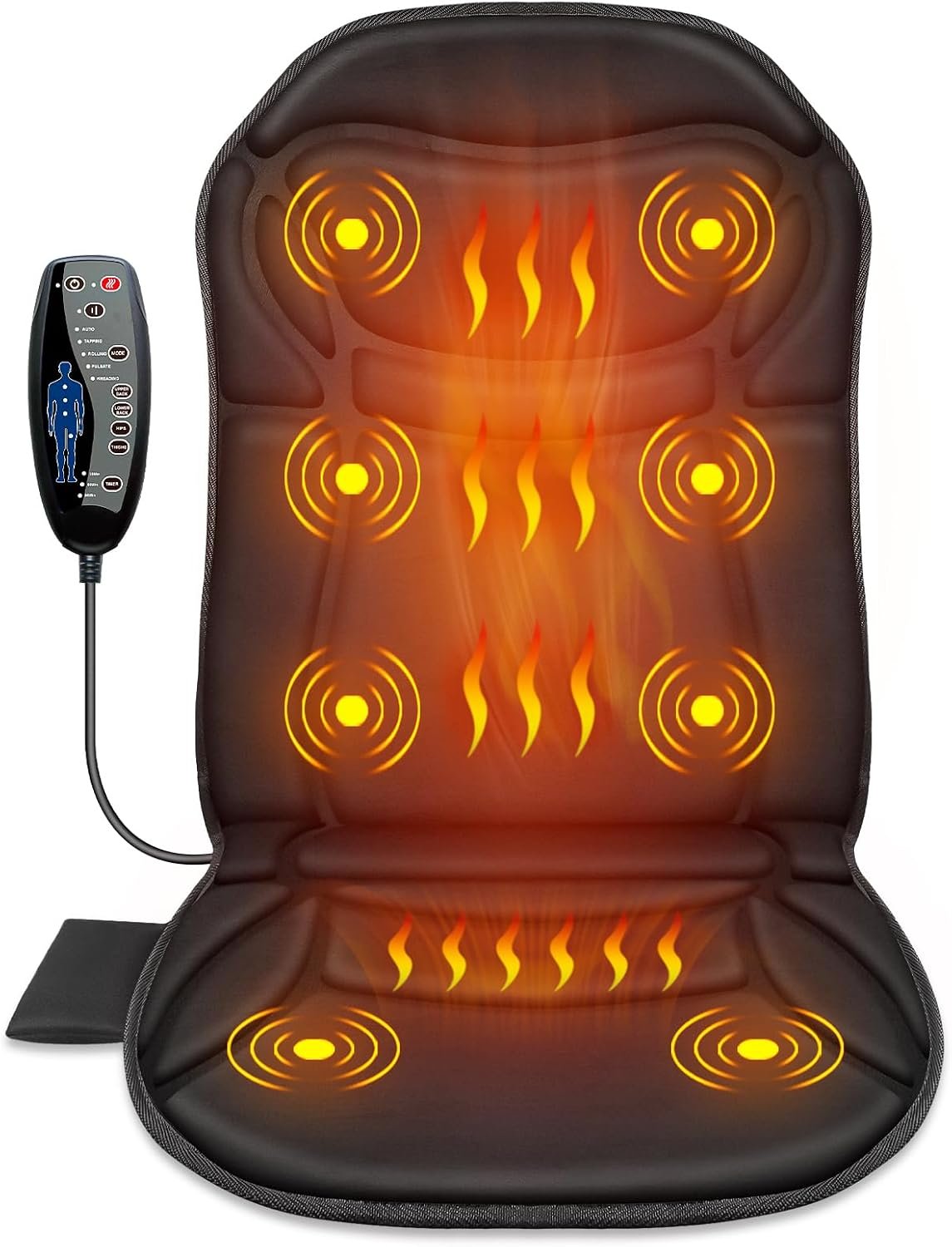 Back Massager Chair Pad, Back Massager with Heat, 5 Vibration Modes & 2 Heat Levels Massage Seat Cushion, Electric Massage Pad for Back Pain Relief, Birthday Gifts for Men Him Dad Mom Women