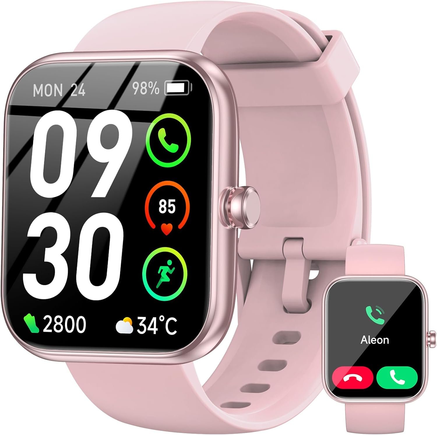 Smart Watch with Alexa Built-in, 1.83″ HD Touchscreen Fitness Tracker, Bluetooth Notifications/Calls, IP68 Waterproof, 120+ Sport Modes, 24/7 Heart Rate & Sleep Monitor for iPhone Android iOS (Pink)