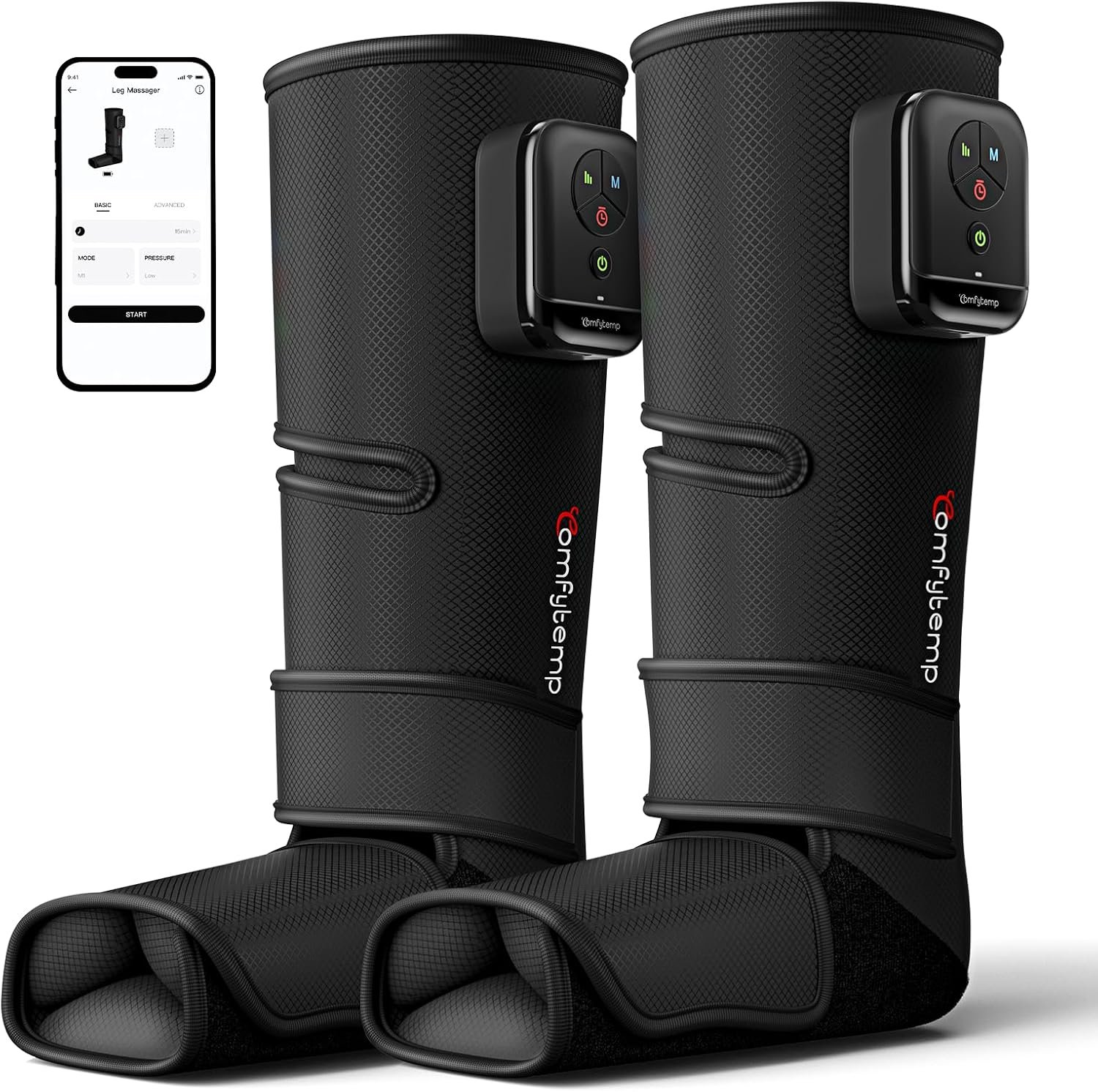 Comfytemp Cordless Air Compression Leg Massager for Circulation and Pain Relief FSA, Portable Foot and Calf Compression Boots for Varicose Veins, HSA Eligible, Ideal for Mom Dad (Fit Calf 13″~19″)