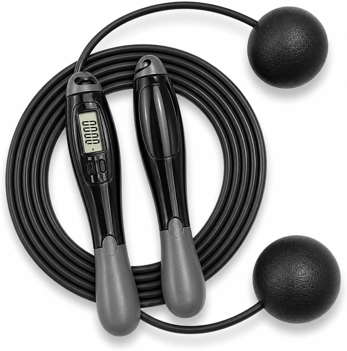 HARCOS Cordless Jump Rope with Counter & LCD Display – 2-in-1 Weighted Ball Skipping Rope & Adjustable Steel Cable – Tangle-Free Speed Jump Rope for Women, Men & Kids – Home Gym Cardio Fitness Equipment