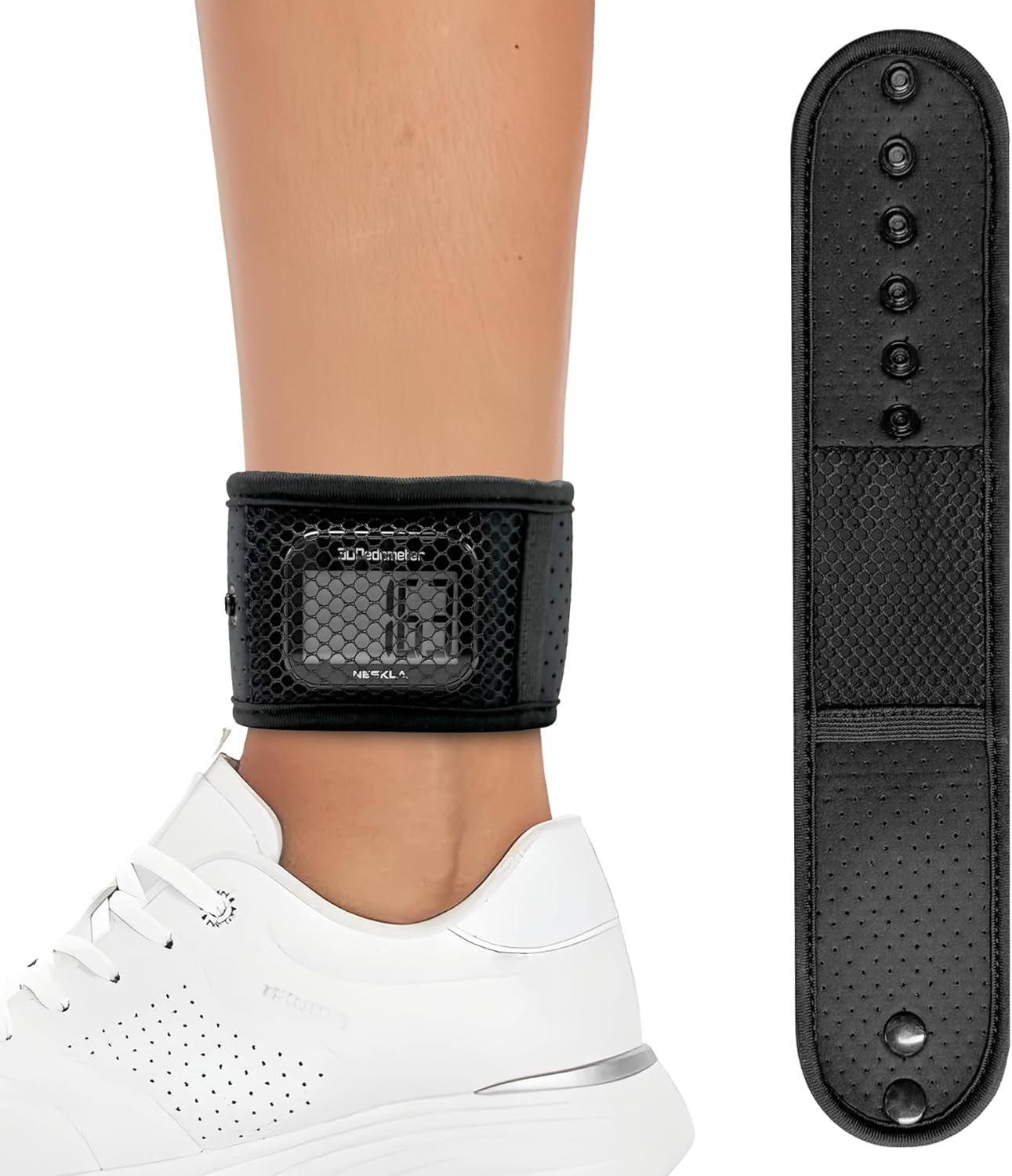 Ankle Straps for Fitness Trackers, Soft Adjustment Pedometer Ankle Band Compatible with Fitbit, Breathable Mesh Sports Ankle Strap for Men and Women- Black (Pedometer Not Included)