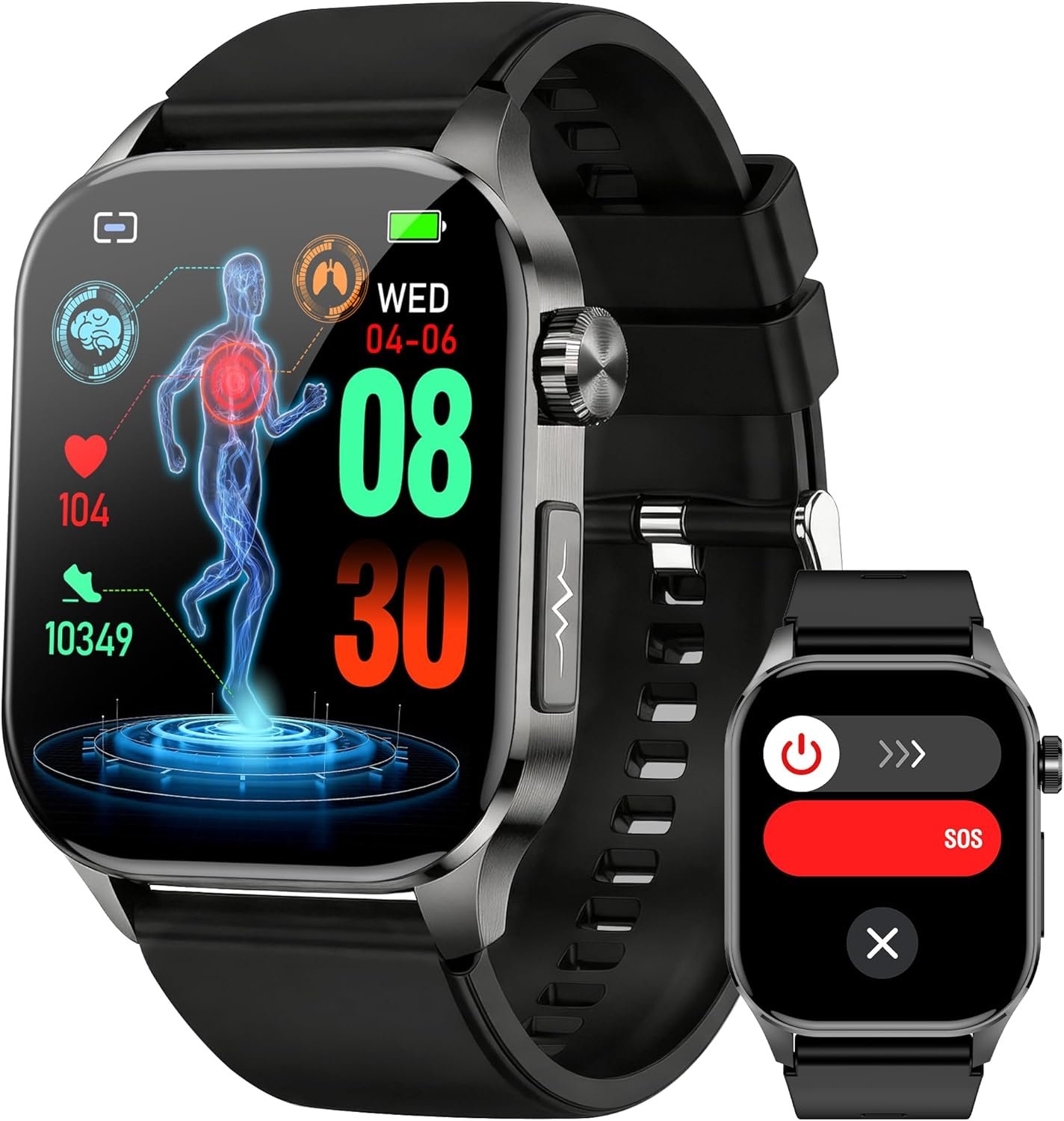 Yowow BIT Smart Watch for Men Women, 2.04″ AMOLED Fitness Tracker with Bluetooth Call, Heart Rate SpO2 Blood Pressure HRV Sleep Stress, 150 Sports Modes, IP68 Waterproof for Android iOS (Black)