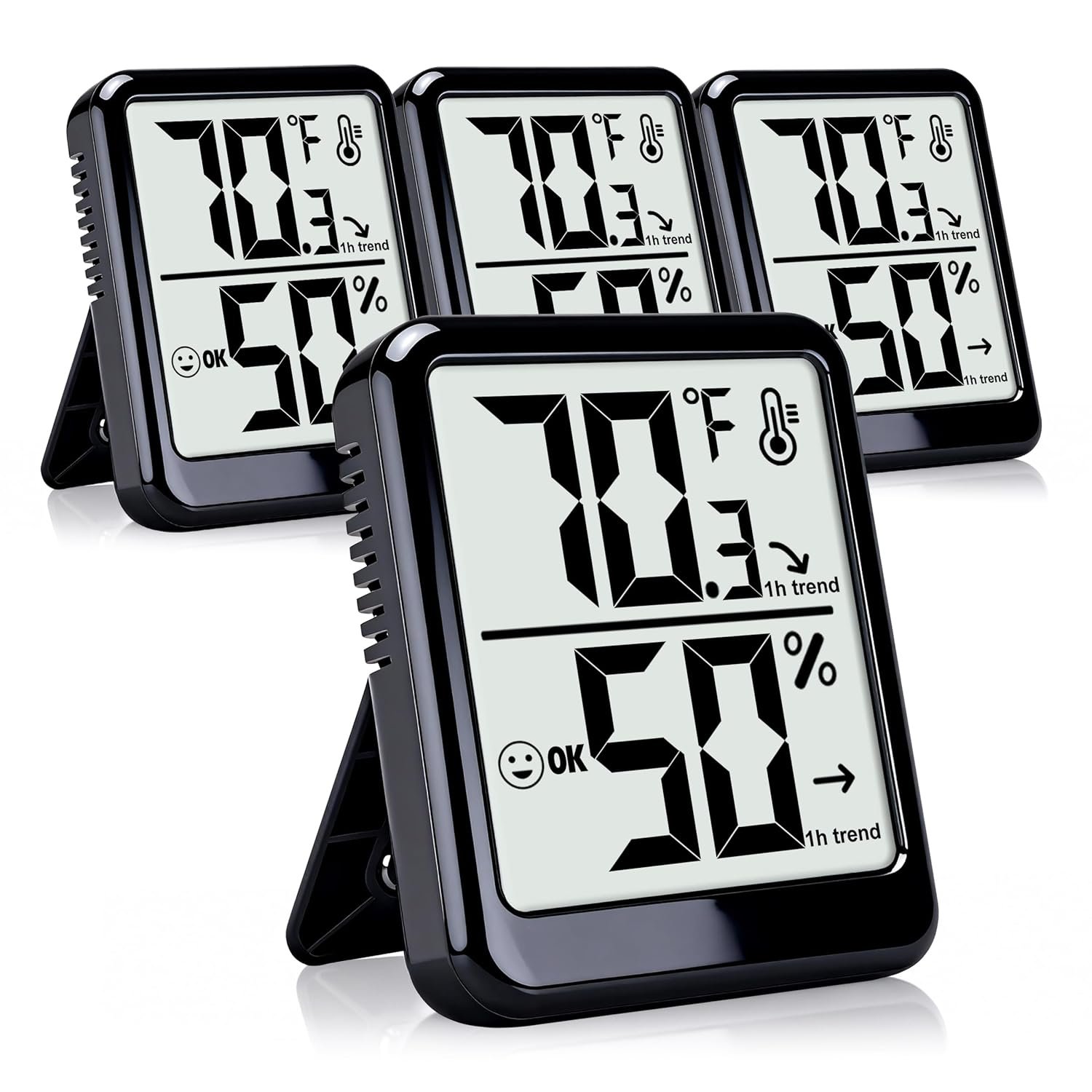 4-Pack Room Thermometer Indoor Hygrometer, Small Digital Temperature and Humidity Monitor Sensor, Temperature Humidity Gauge Meter for Home Baby Room, Plants, Pets – AAA Battery Included