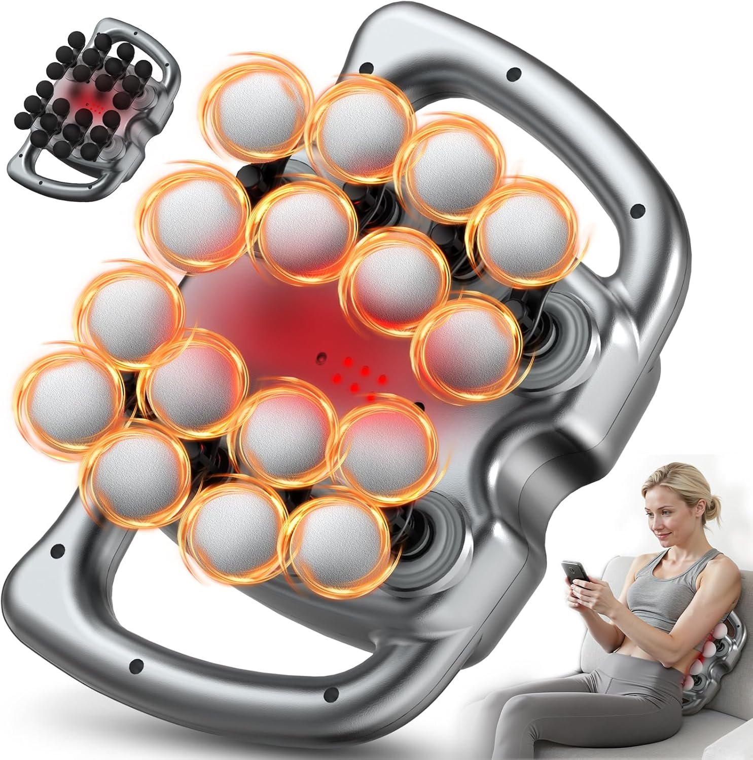 24 & 16 Head Massage Gun Deep Tissue, Body Massage for Back, Shoulders, Neck, Legs, Foot, Massage Gun deep Tissue, Percussion Massager with 9 Modes & 30 Levels Body Muscle Pain Relief