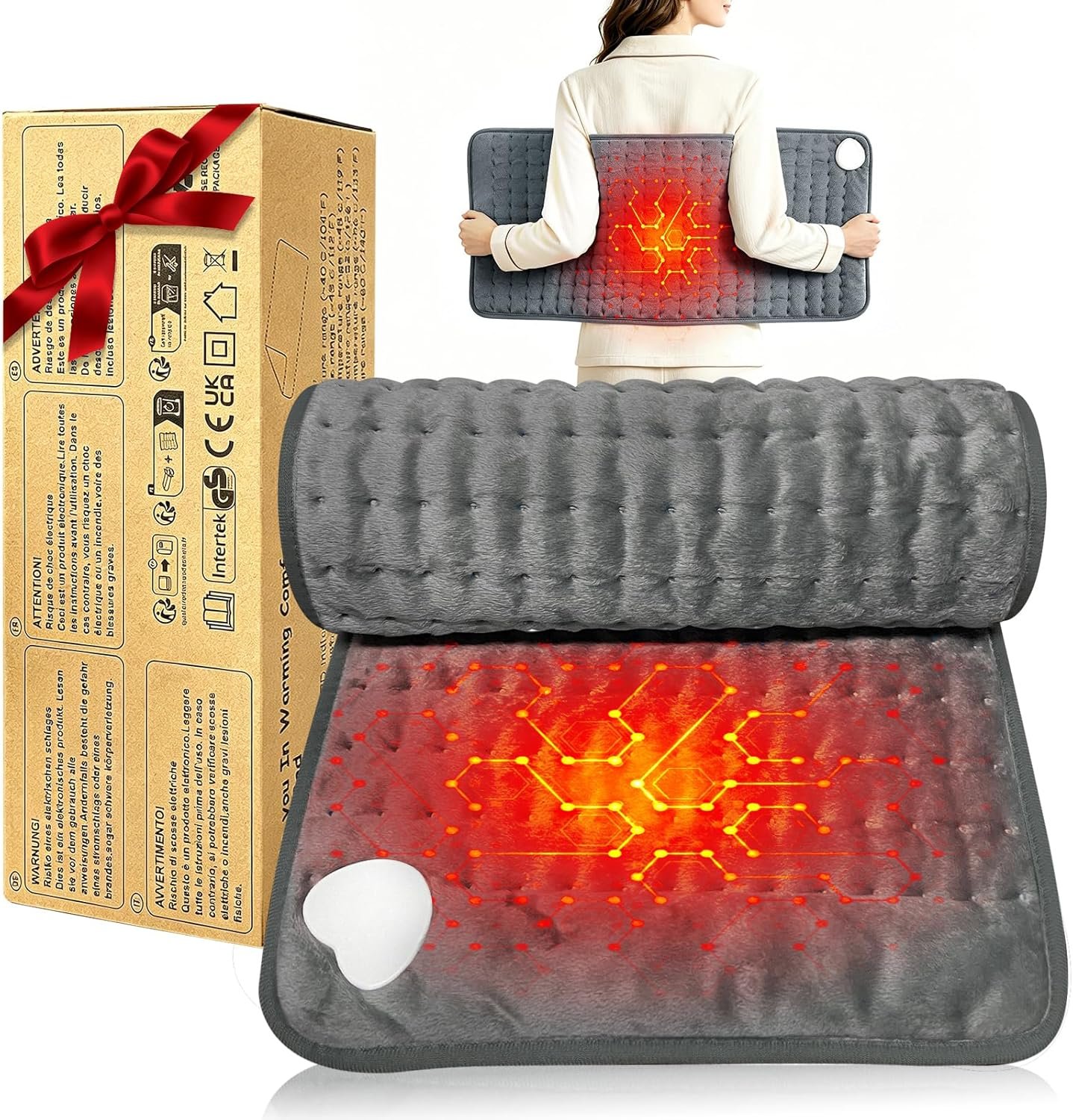 Electric Heating pad for Back Neck Shoulder Knee Arms Legs- Electric Heat Pads with 6 Heat Settings & Auto Shut Off Heat Heating Pad for Birthday Mother Father Girl Men Women