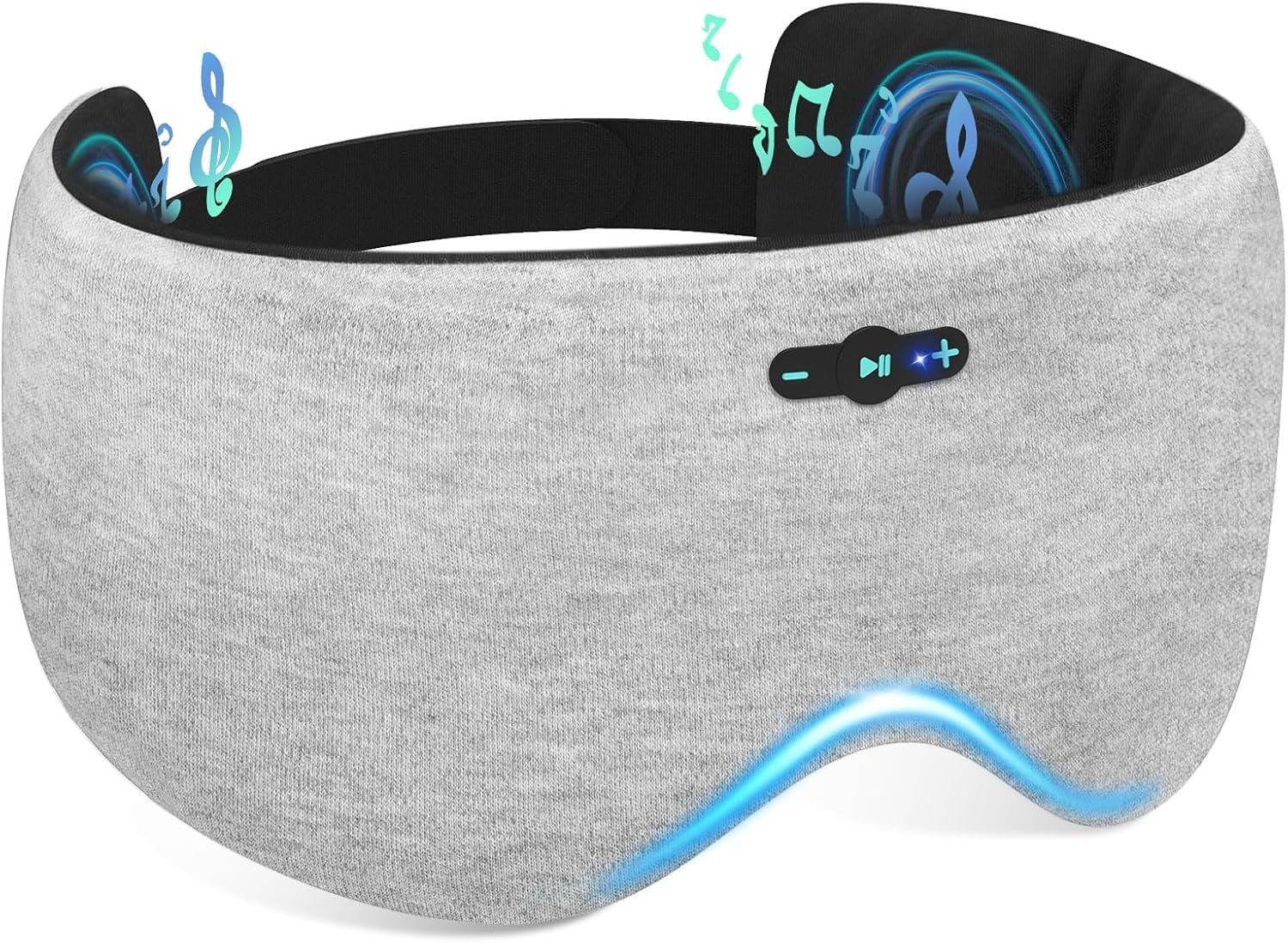 Sleep Mask with Headphones Bluetooth 6.0, 20H Playtime Sleeping Headphones with HD Stereo Speakers for Side Sleepers, Adjustable Blackout Silk Eye Mask for Travel Meditation, Gifts for Women Men(Grey)