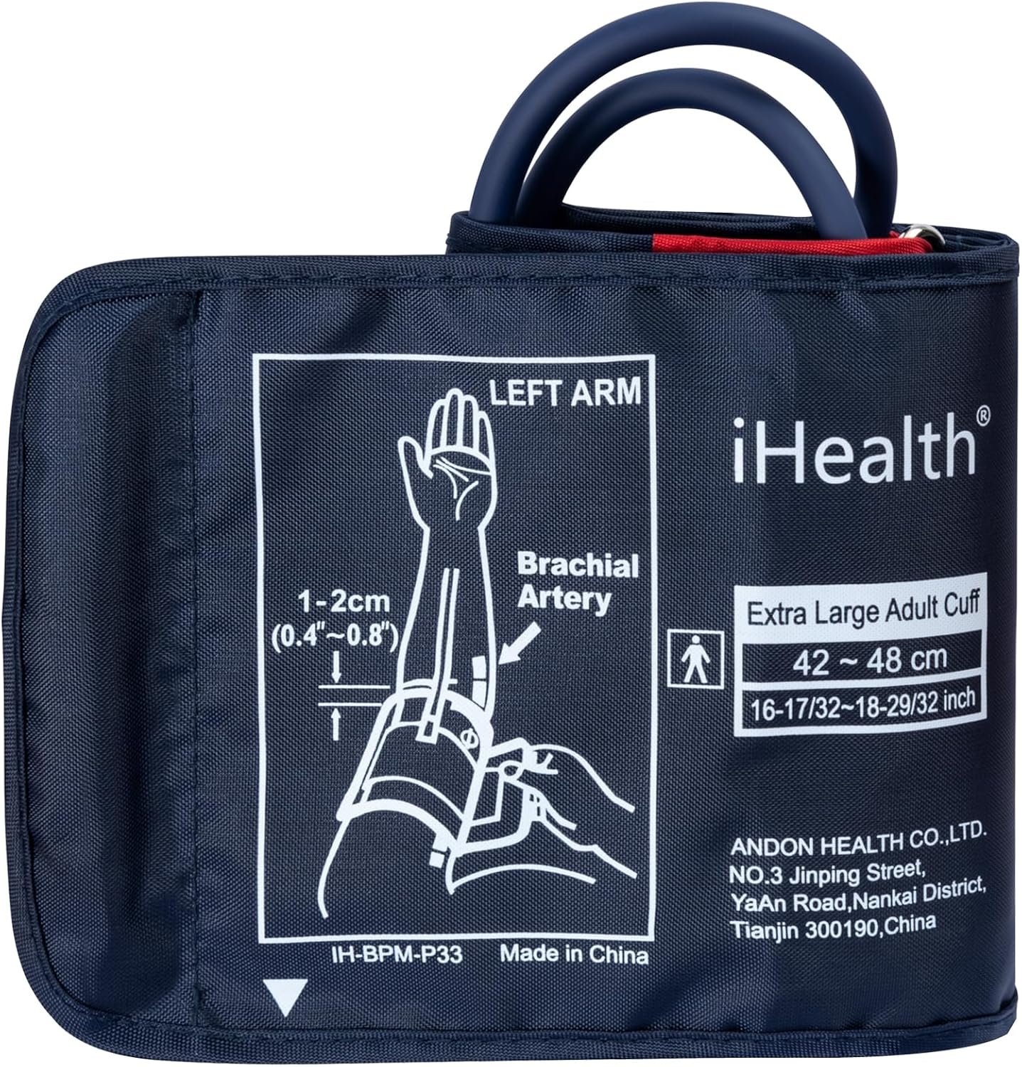 iHealth Extra Large Adult Replacement Blood Pressure Cuff for Big Arms (16.5″-18.9″, 42-48cm), Compatible for iHealth Track Smart Upper Arm Blood Pressure Monitor, Cuff Only