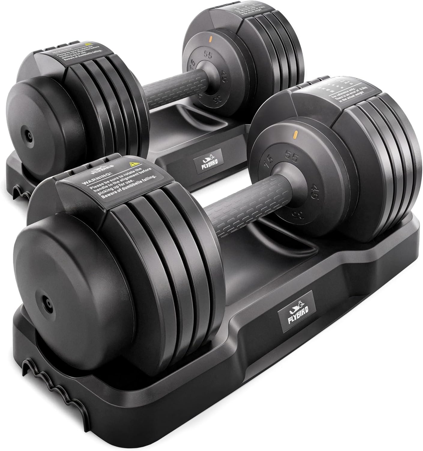 FLYBIRD DB2 Adjustable Dumbbell Set, 55LB/110LB Option, 5-in-1 Quick Adjustable Weights with Storage Box and Non-Slip Handle, Weight Set for Home Gym Exercise Fitness, Full Body Workout for Men & Women