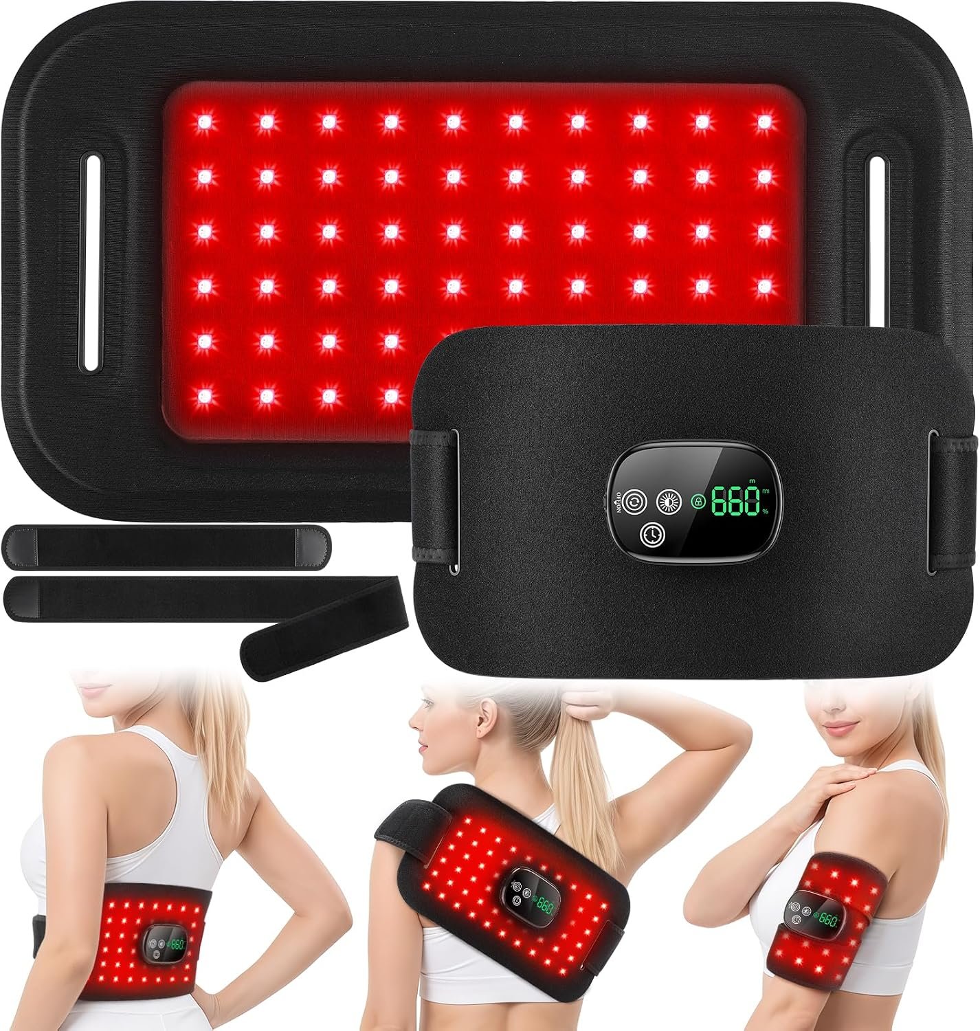 Red Light Therapy for Body, 5000mAh Rechargeable Cordless Light Therapy Pad for Muscle and Joint Pain Relief, 660&850nm Dual-Wavelength Red Light Therapy Pad for Back Waist Shoulder Knee Joint