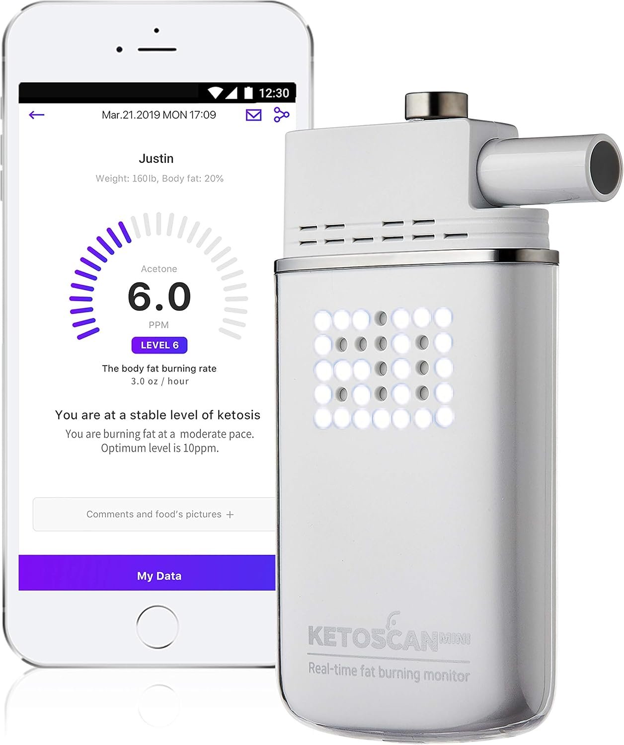 KETOSCAN Mini V2 Breath Ketone Meter | Non-Invasive Ketone Monitor, Keto & Low Carb Diet Tracker, Fat Metabolism & Ketosis