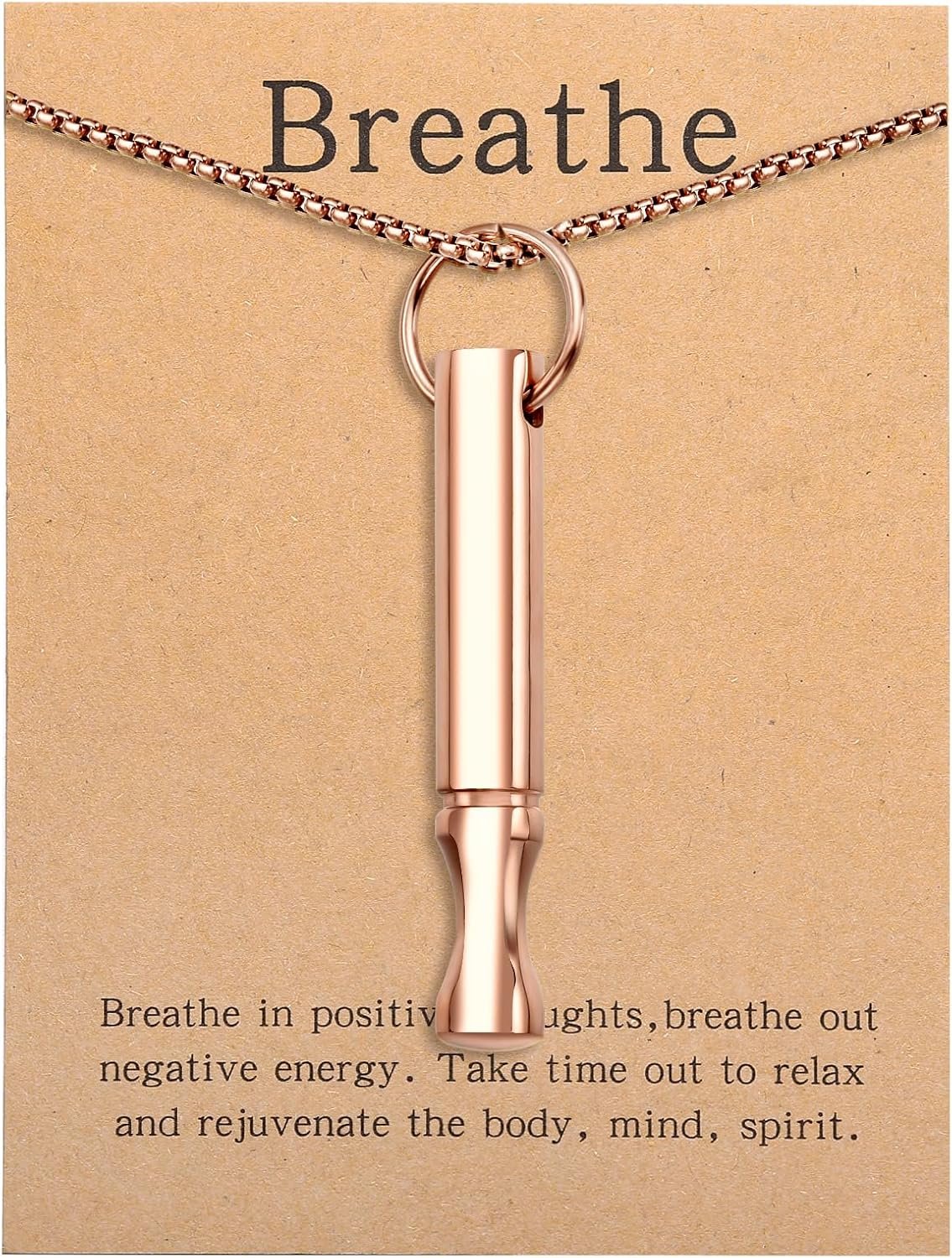 Mindfulness Breathing Necklace Stress Relief Pendant Stainless Steel Anxiety Breathe Necklace for Women Men