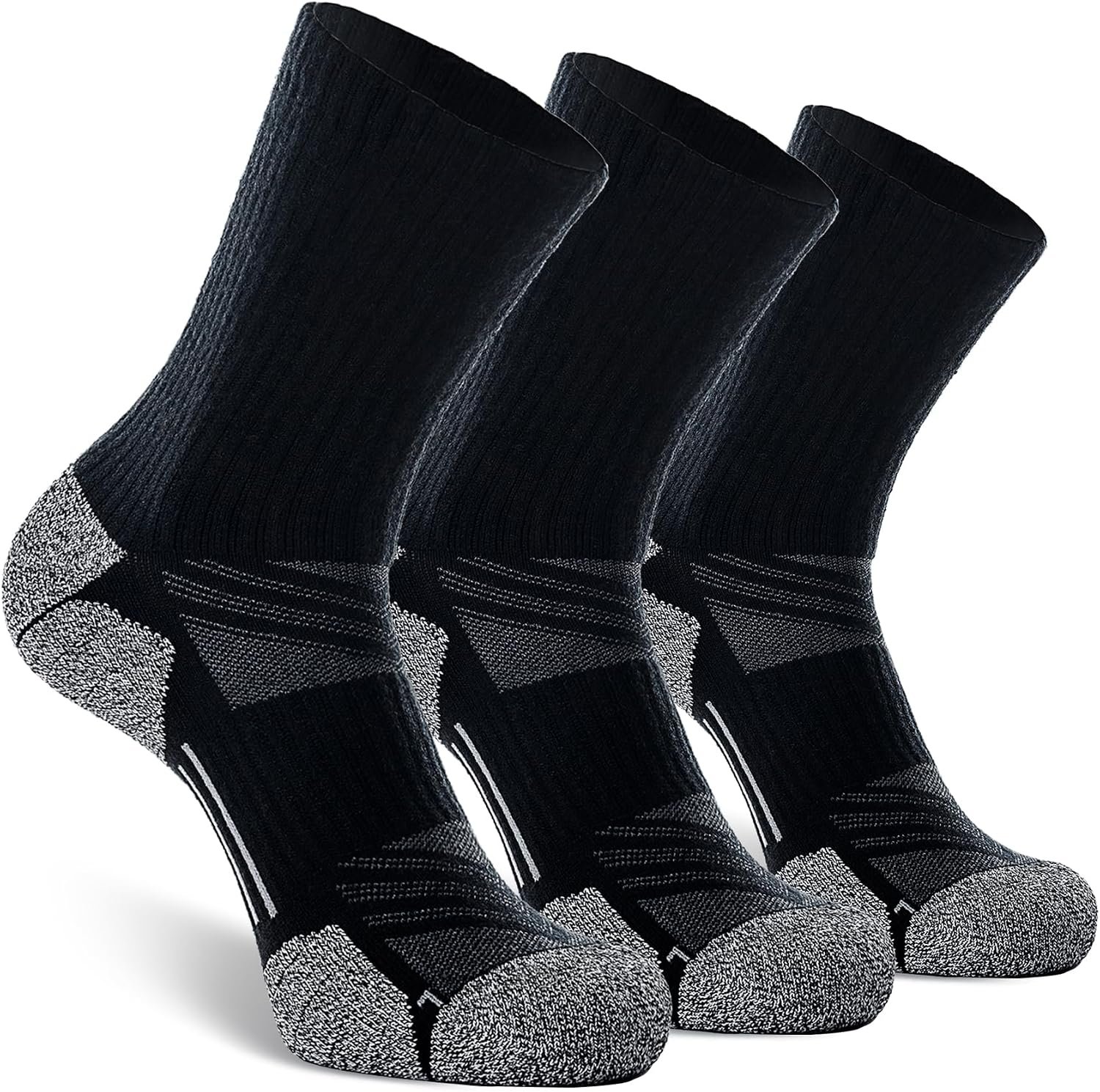 CWVLC Crew Hiking Socks, Cushion, Moisture Wicking, Arch Compression Boot Socks