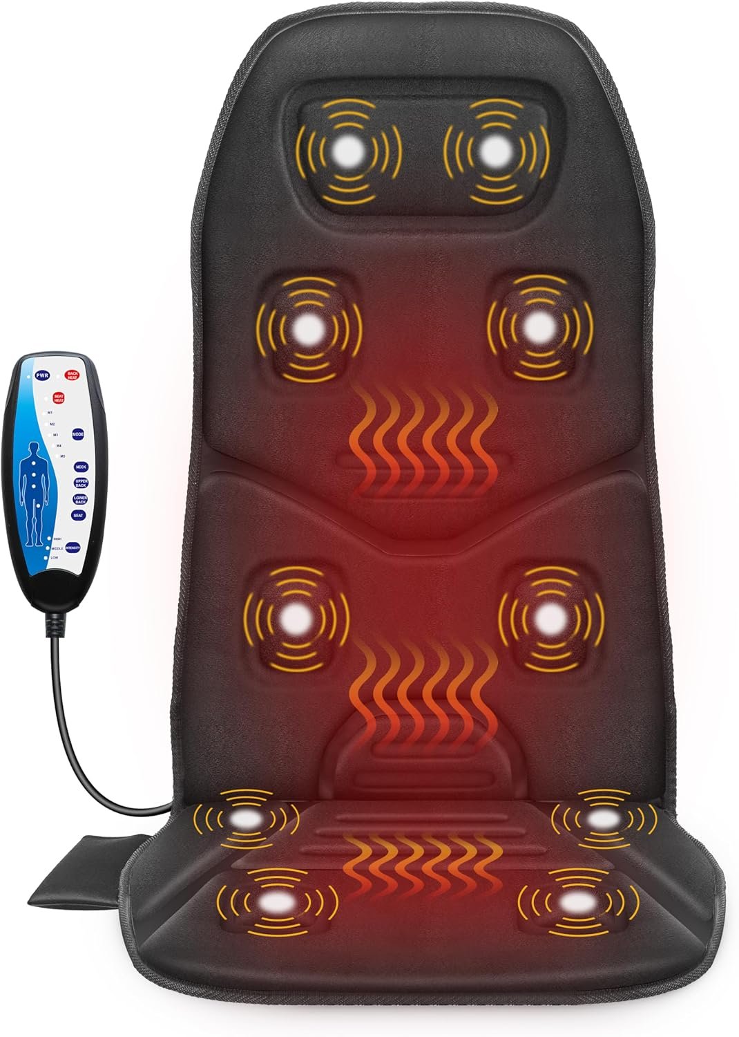 COMFIER Vibration Back Massager Seat Cushion with Heat,10 Motors Massage Chair Pad,Chair Massager for Pain Relief at Office/Home,Birthday Gift for Men Dad Women Mom