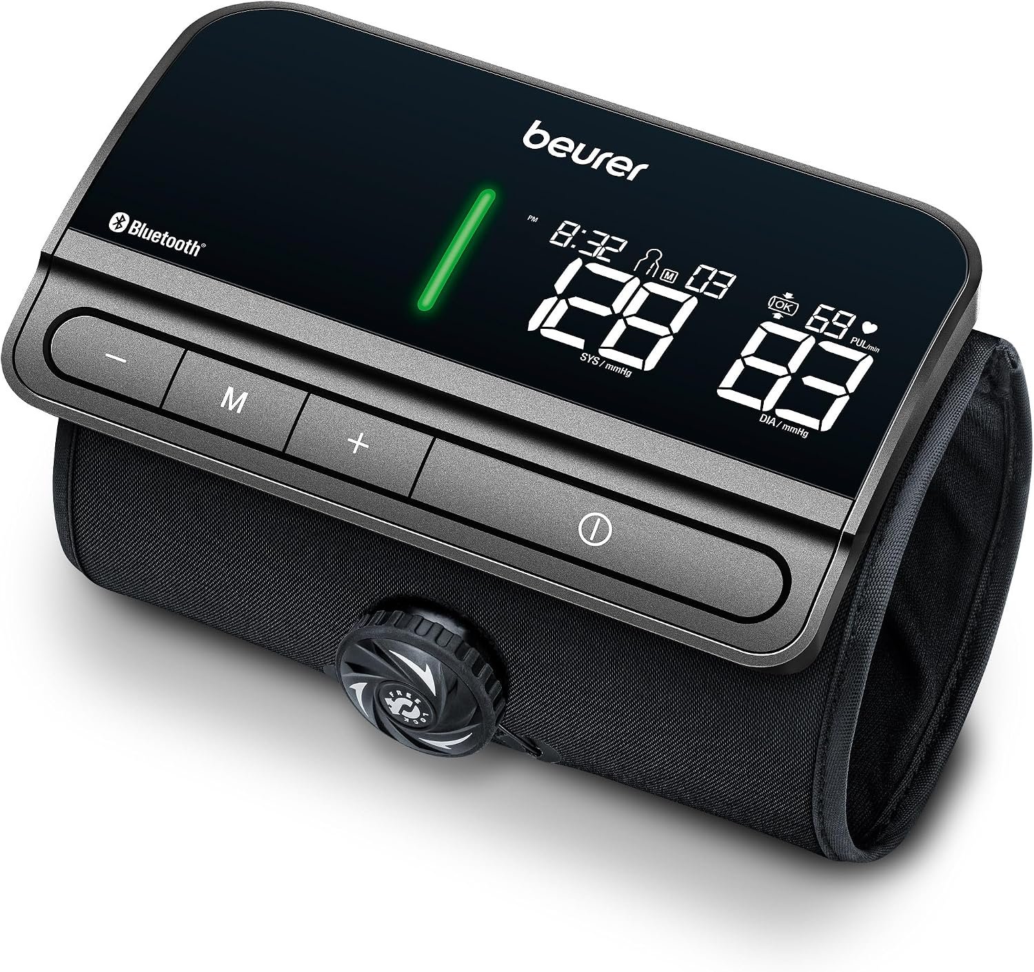 Beurer BM81 easyLock Automatic Upper Arm Blood Pressure Monitor, Smart Cuff Without Cables for Fast Measurement, Bluetooth, 240 Memory Sets, Data Transfer to Apple Health and co.