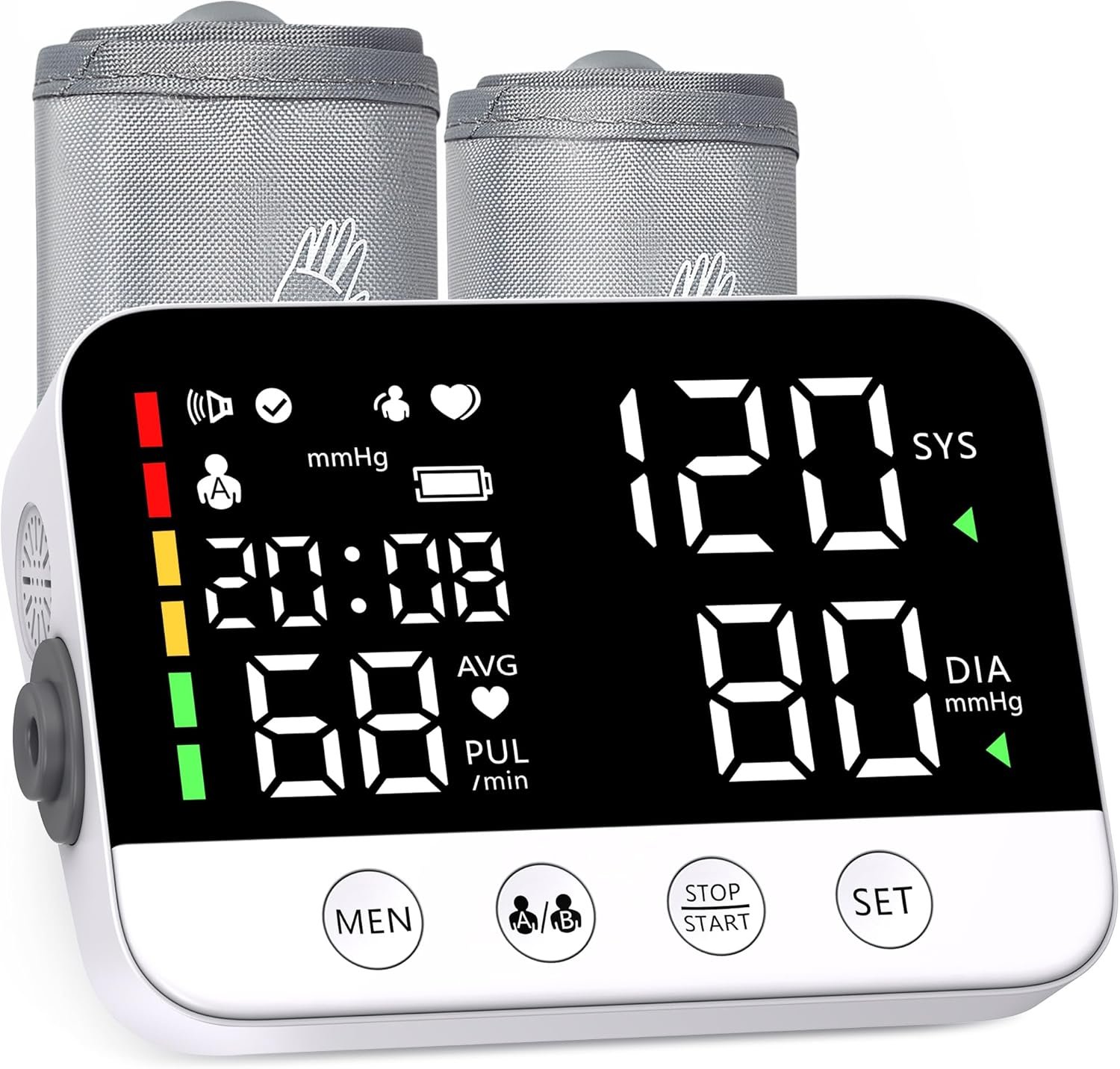 Blood Pressure Monitors for Home Use, USB Rechargeable Talking BP Machine with 6.14″ LED Display, Dual User Memory & Two Comfort-Fit Cuffs