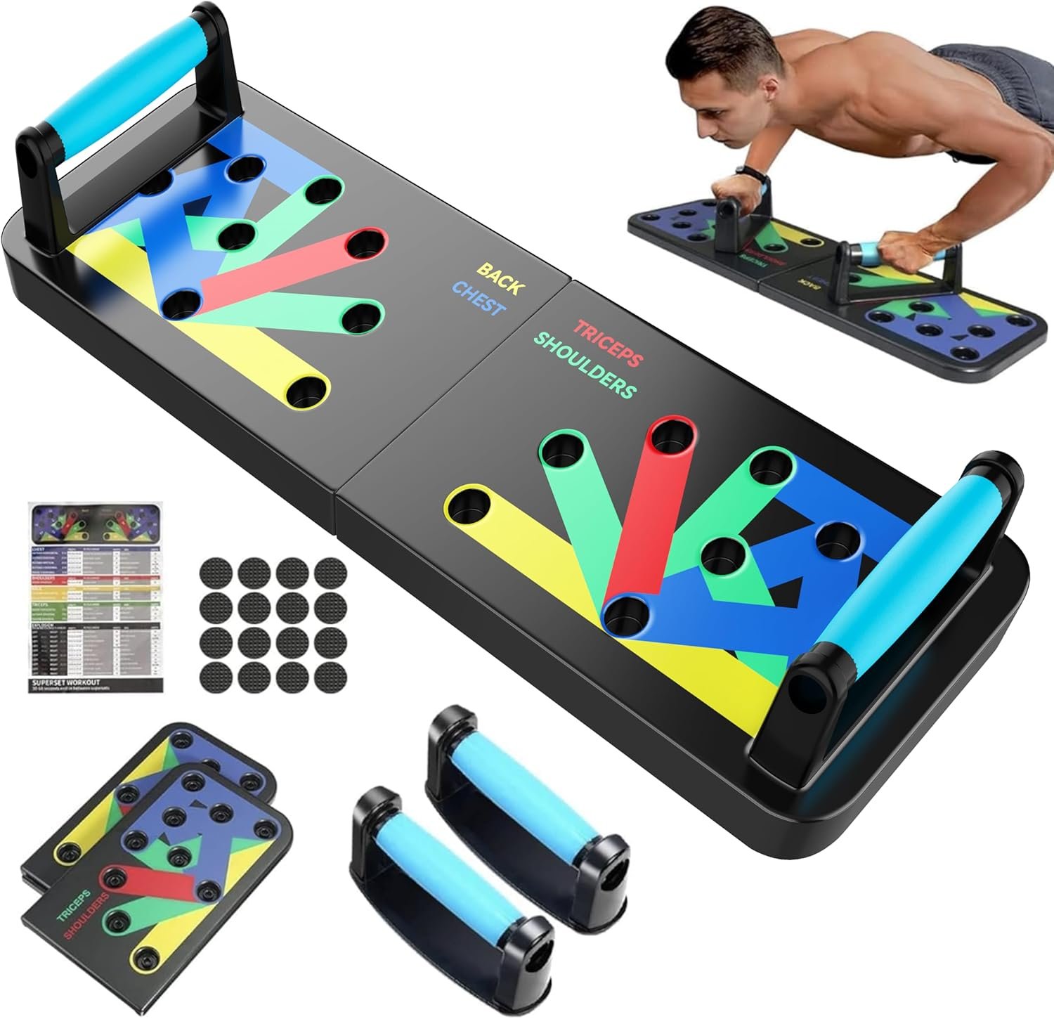 IUT Solid Push Up Board 15 in 1 Home Workout Equipment Multi-Functional Pushup Stands System Fitness Floor Chest Muscle Exercise Professional Equipment Burn Fat
