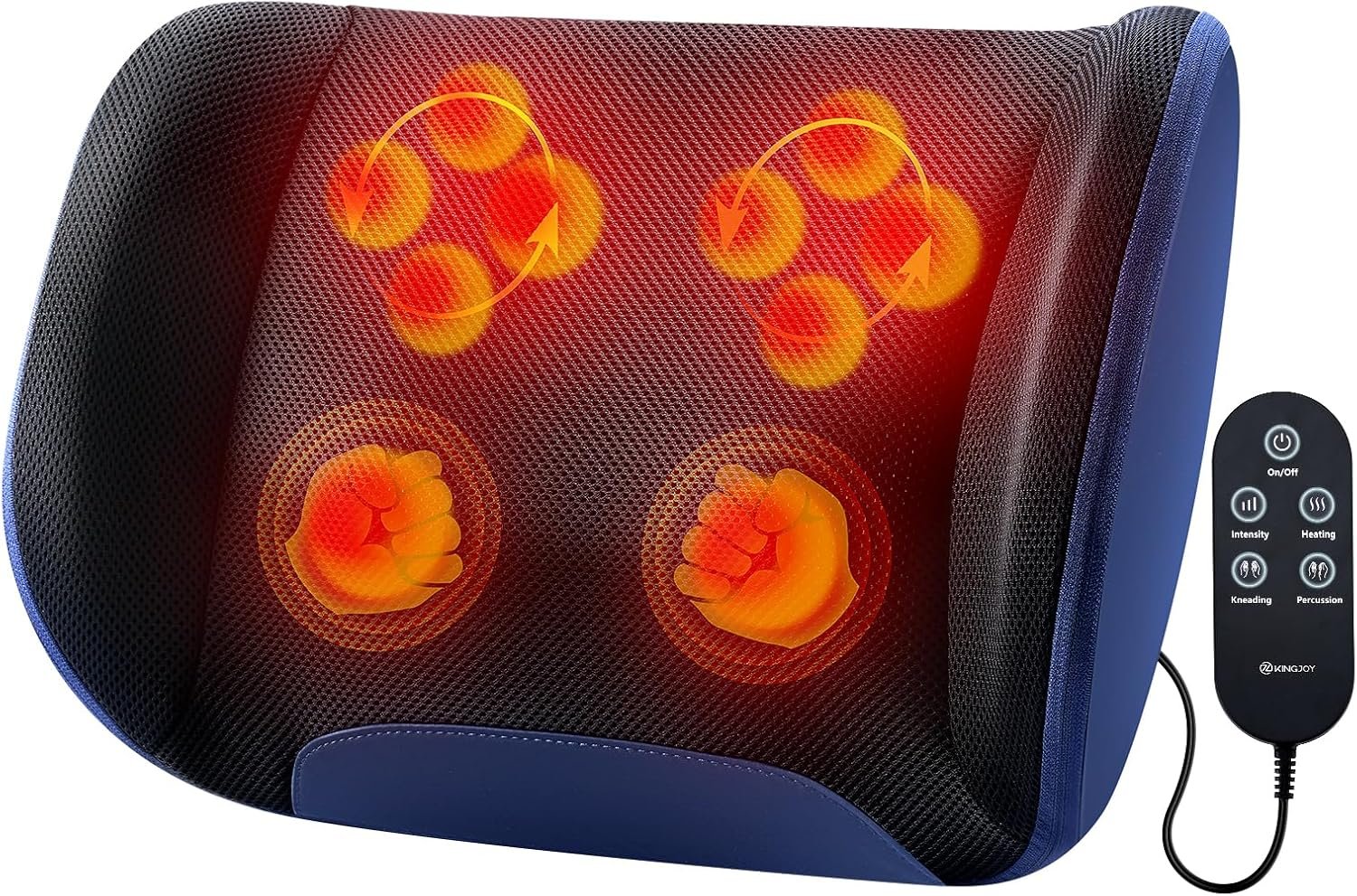KINGJOY Shiatsu Foot Massager Machine with Heat, 2-in-1 Kneading & Percussion Massagers for Back and Foot Massage, Deep Tissue Foot and Calf Massager with Massage Roller, Birthday Gifts for Women Men