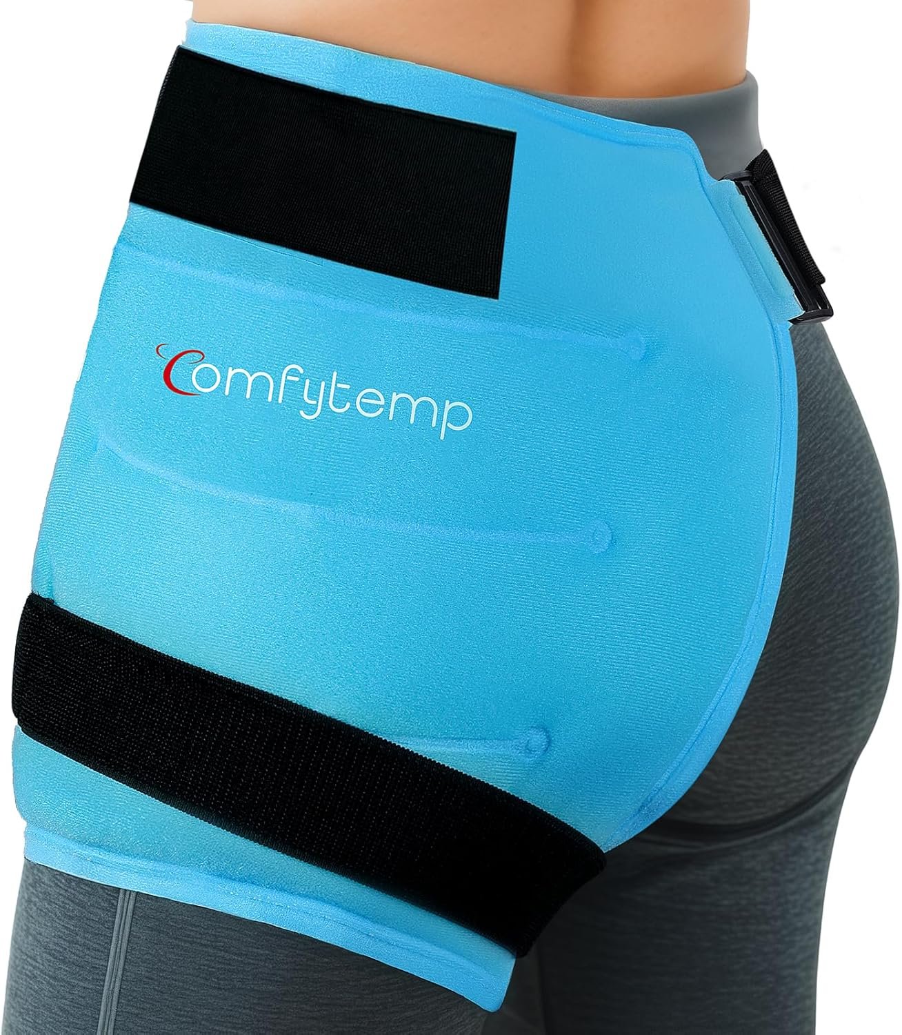 Comfytemp Hip Ice Pack Wrap for Sciatica Pain Relief, Hip Replacement Kit After Surgery, Reusable Gel Ice Pack for Injuries, Hot Cold Compress Recovery Items, Fathers Day Dad Gifts for Men, Blue (S/M)