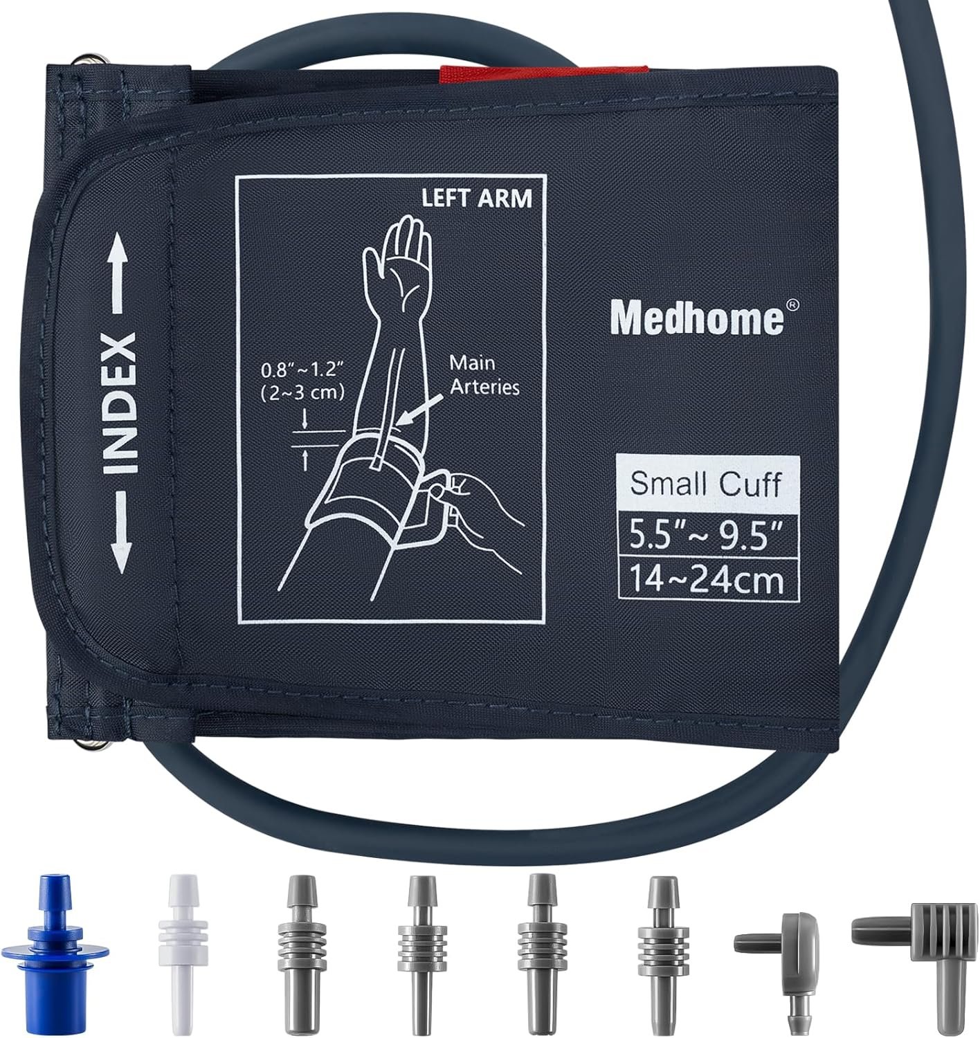 Small Blood Pressure Cuff Upper Arm 5.5″-9.5″(14-24cm) S Replacement BP Cuff for Small Arms Adult Cuff with 8 Connectors Compatible with Omron and Other Brands BP Monitors