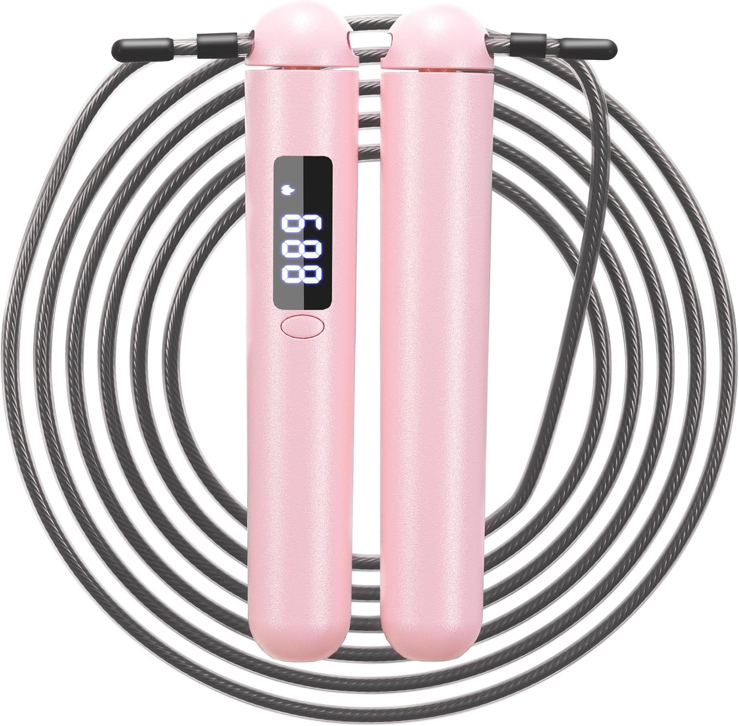 ACHDOFITS Jump Rope for Women, 5-Minute Habit for Weight Loss | Tangle-free steel core, 170g lightweight, joint-friendly, Type-C, fits 5′-6’5”, 4 modes beginner-HIIT