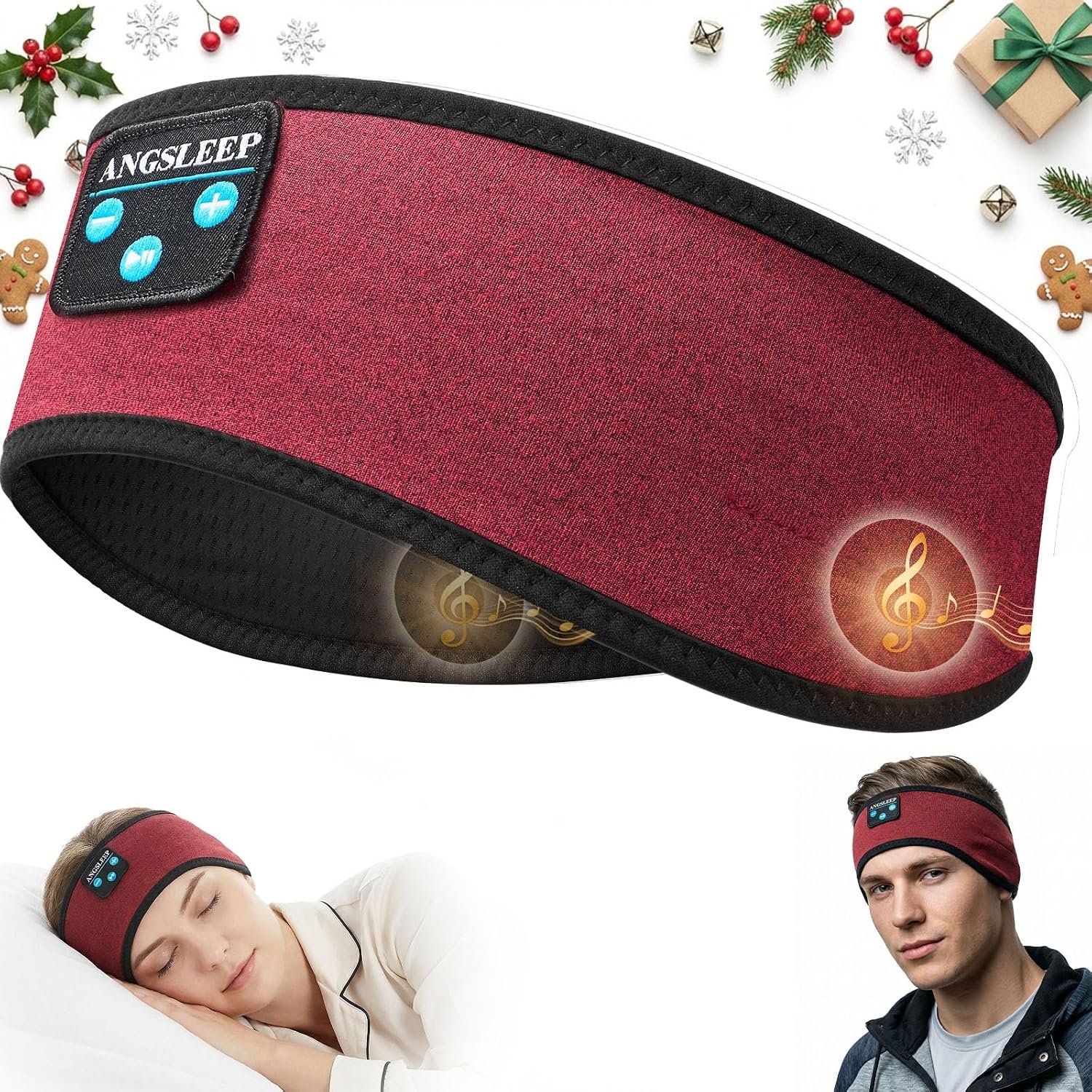 Sleep Headphones Bluetooth 5.4 Headband, Wireless Sleep Music Earphones with Ultra-Thin Stereo Speakers for Side Sleepers, Breathable & Soft Sports Headband for Workout Running Travel Yoga
