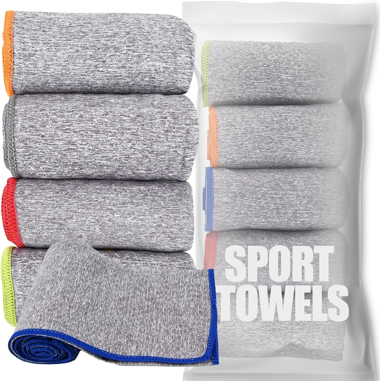 Microfiber Quick Dry Gym Towel, Lint Free Odor-Free Absorbent Fiber, Fast Drying, Men & Women Workout Gear for Body Sweat, Working Out, Towels (Grey, 5Pack – 16 * 27Inch)