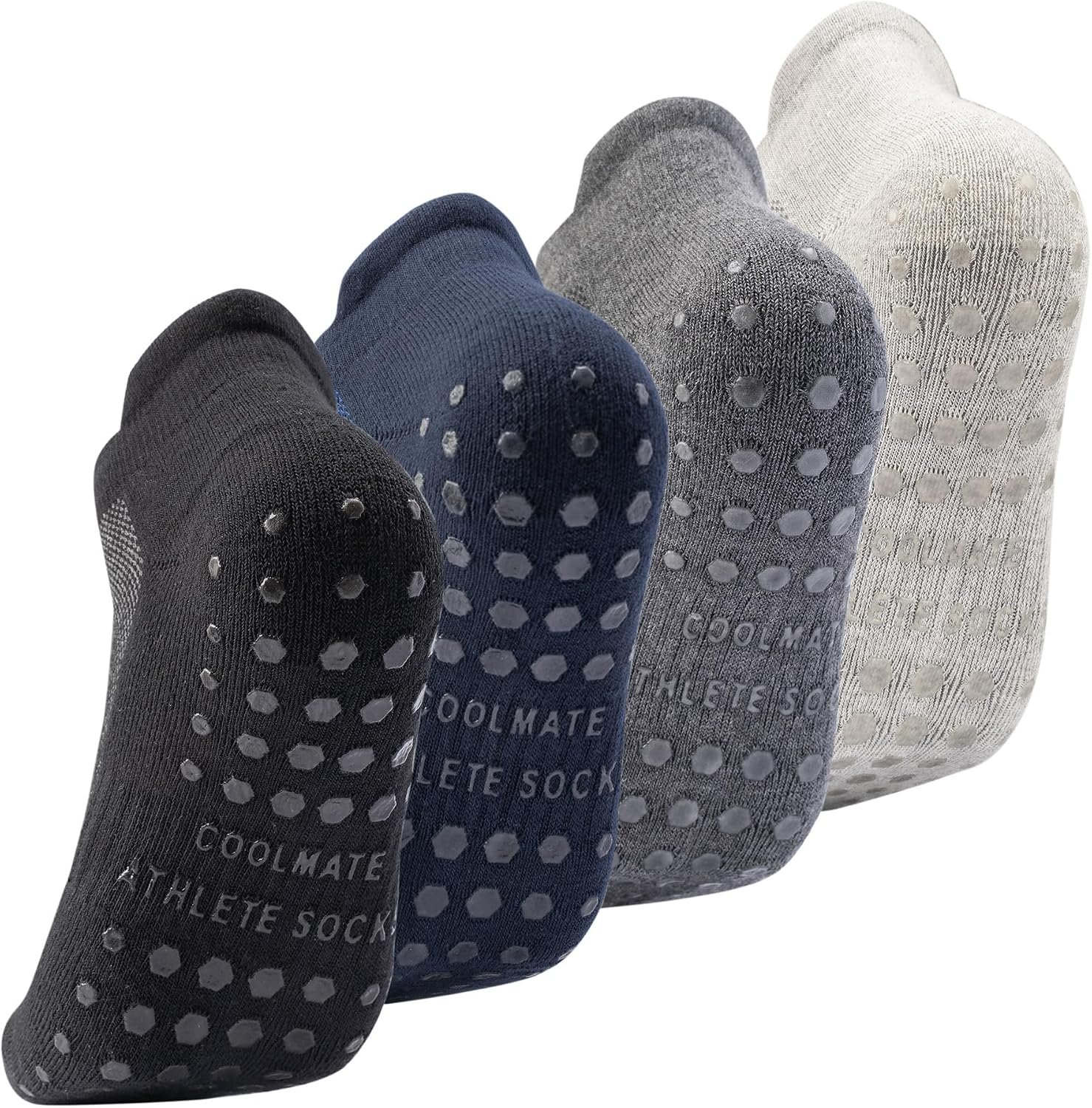 CoolMate Mens Grip Socks, Non Slip Athletic Socks for Pilates, Yoga